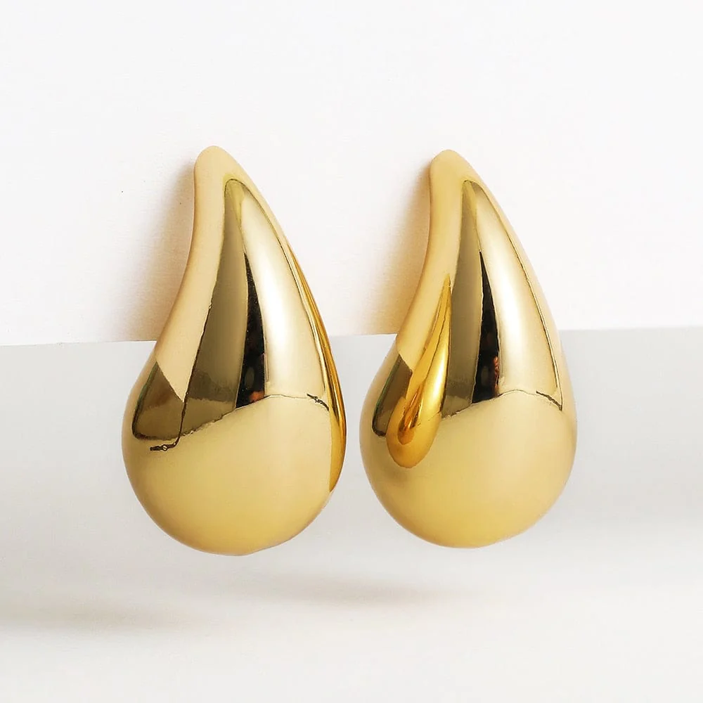 Vintage Gold Plated Chunky Dome Drop Earrings
