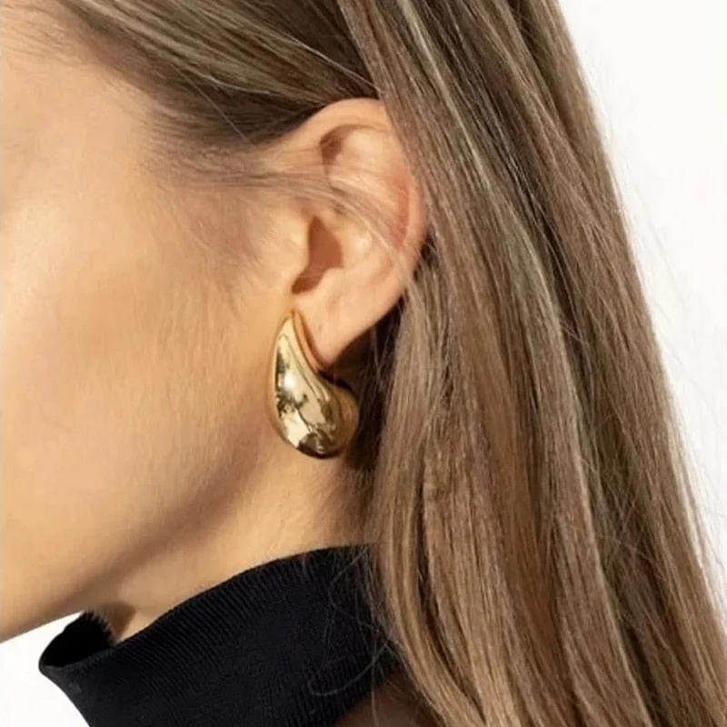 Vintage Gold Plated Chunky Dome Drop Earrings - Image 6