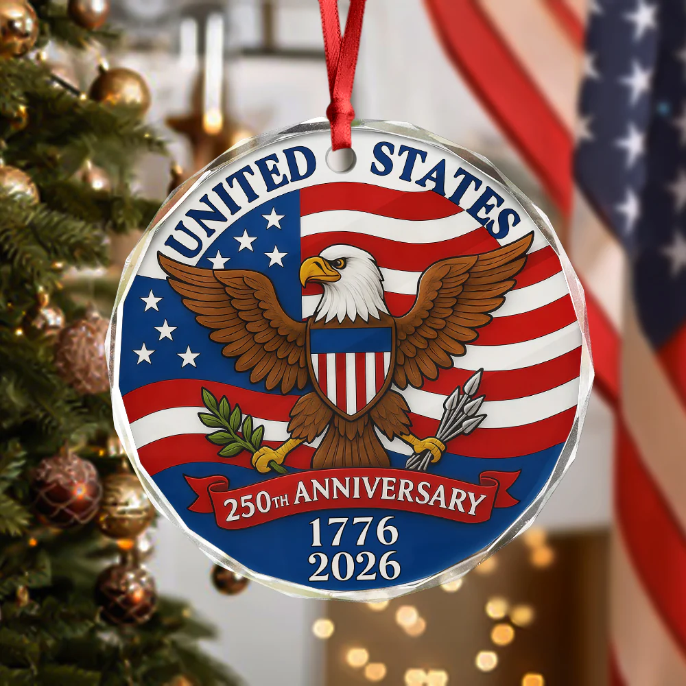 1776 -2026 American 250th Anniversary Eagle Glass Ornament CH07 899232 - Image 2
