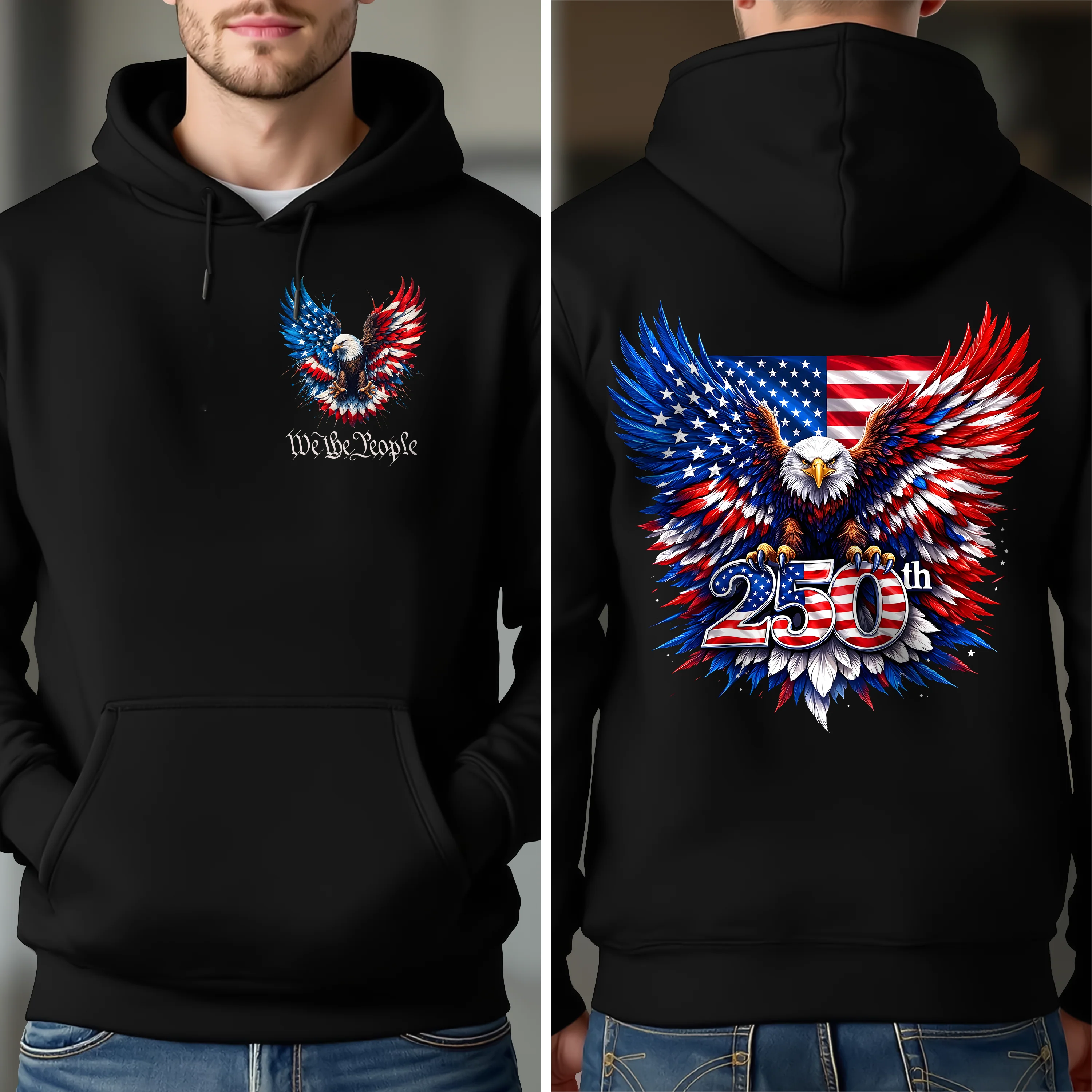 250 Years American 250th Anniversary Back & Front Shirt USA Flag We The People Dark Shirt CH07 910954 - Image 3