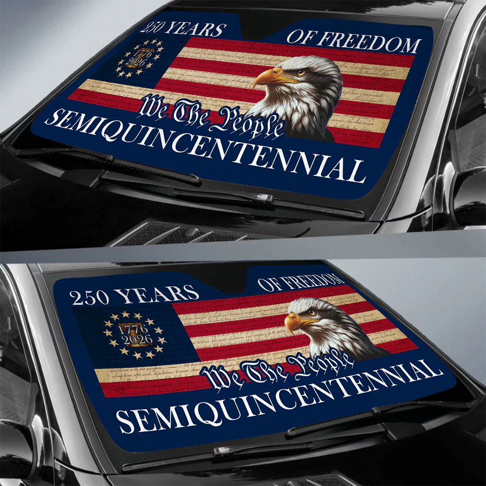 250 Years of Freedom USA Flag Semiquincentennial Eagle Car Sunshade CH07 910242 - Image 3
