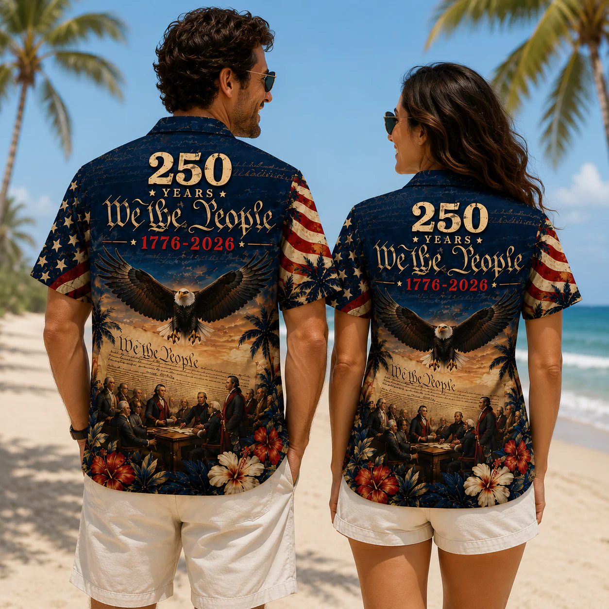 250 Years We The People Hawaiian Shirt, 1776-2026 Patriotic Aloha Shirt, American Eagle Independence Day Gift CH07 911760 - Image 3