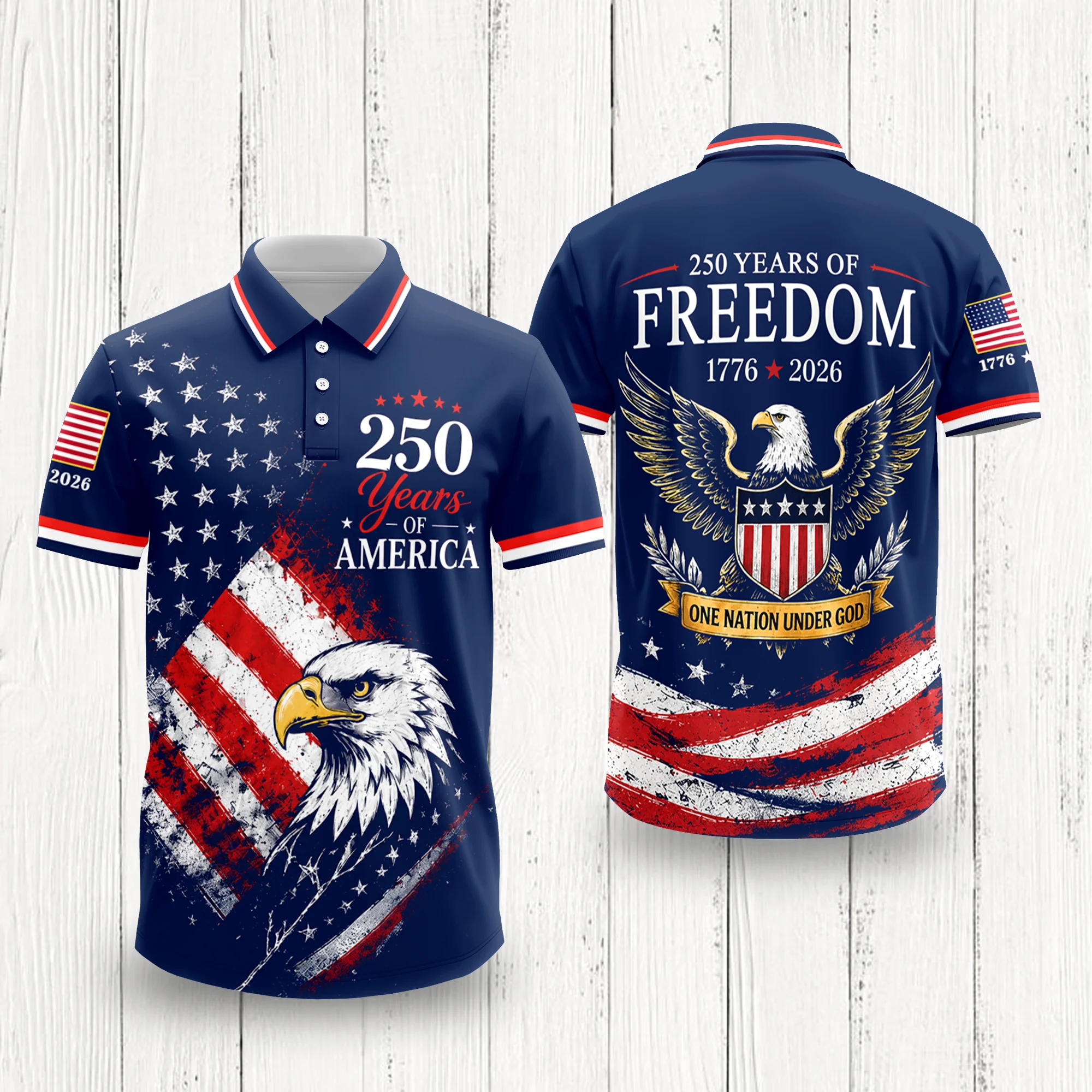 250th Anniversary of USA Polo Shirt 250 Years of Freedom Polo Shirt CH07 911806 - Image 5