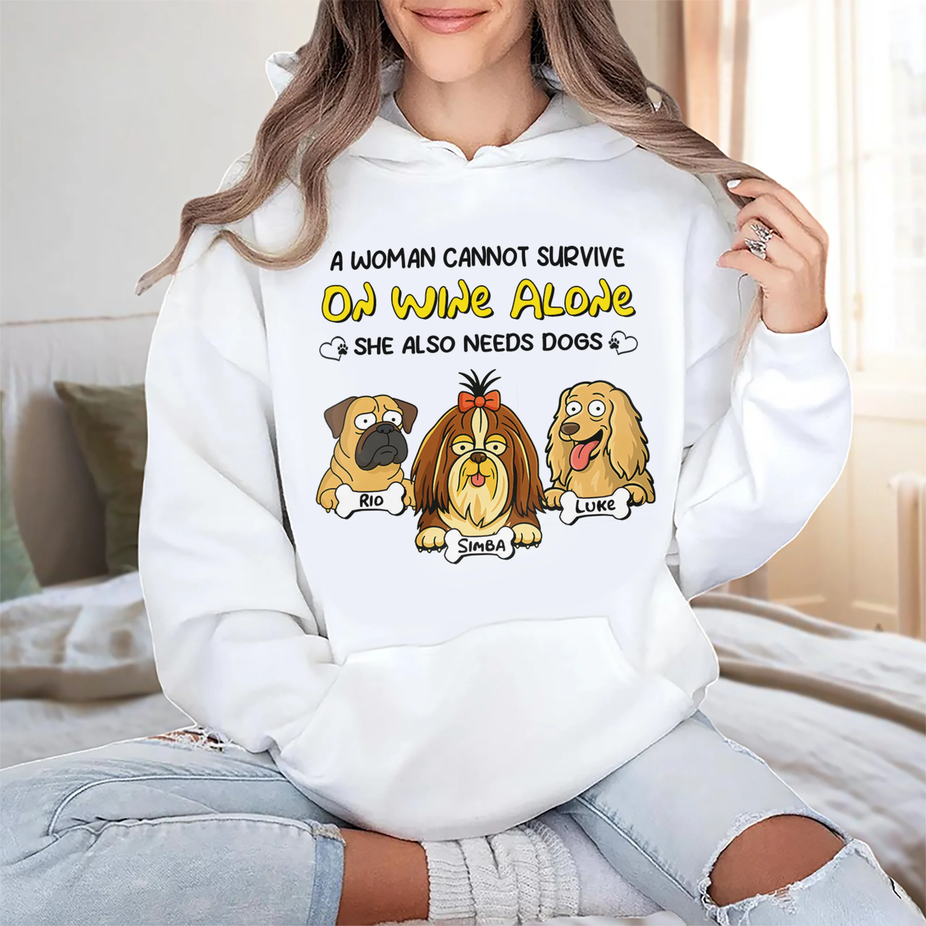 A Woman Cannot Survive On Wine Alone She Also Needs Dogs - Personalized Bright Shirt CH07 895668 - Image 4