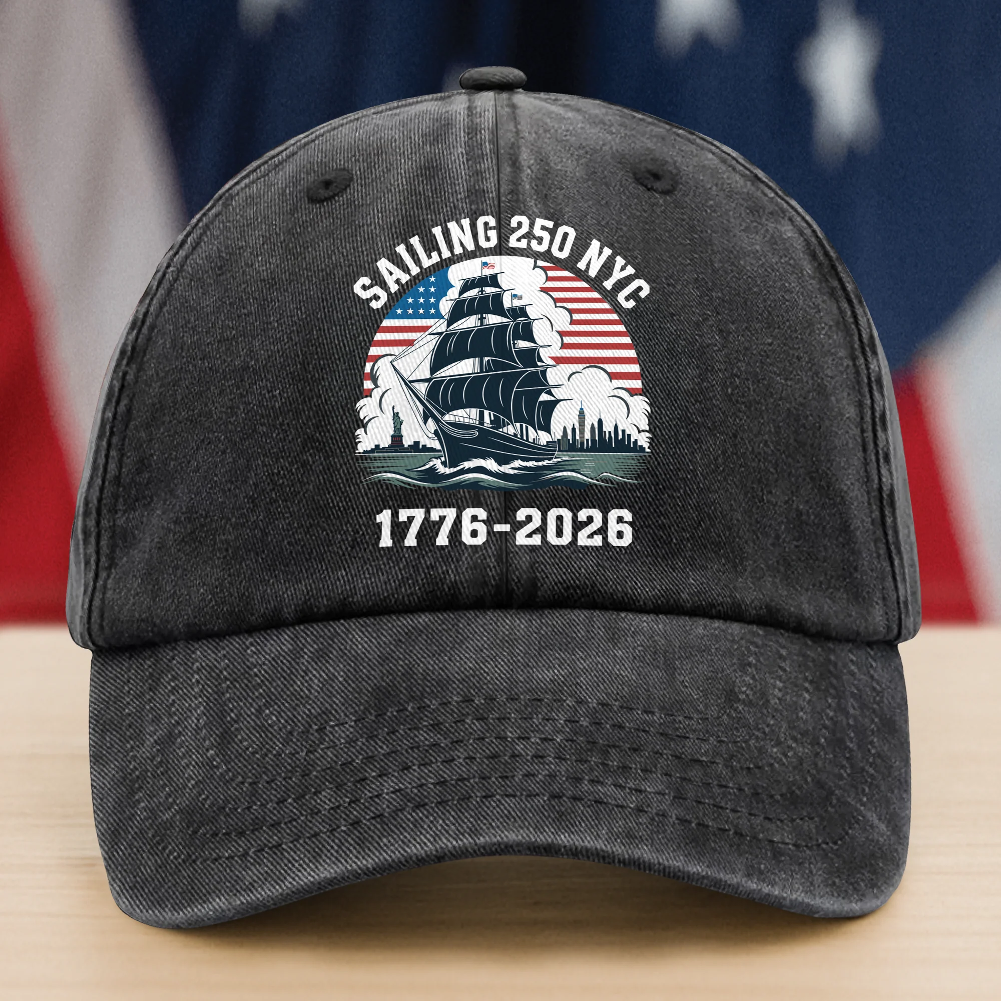 America 250th Anniversary 250 Years NYC USA Washed Denim Baseball Cap CH07 896738