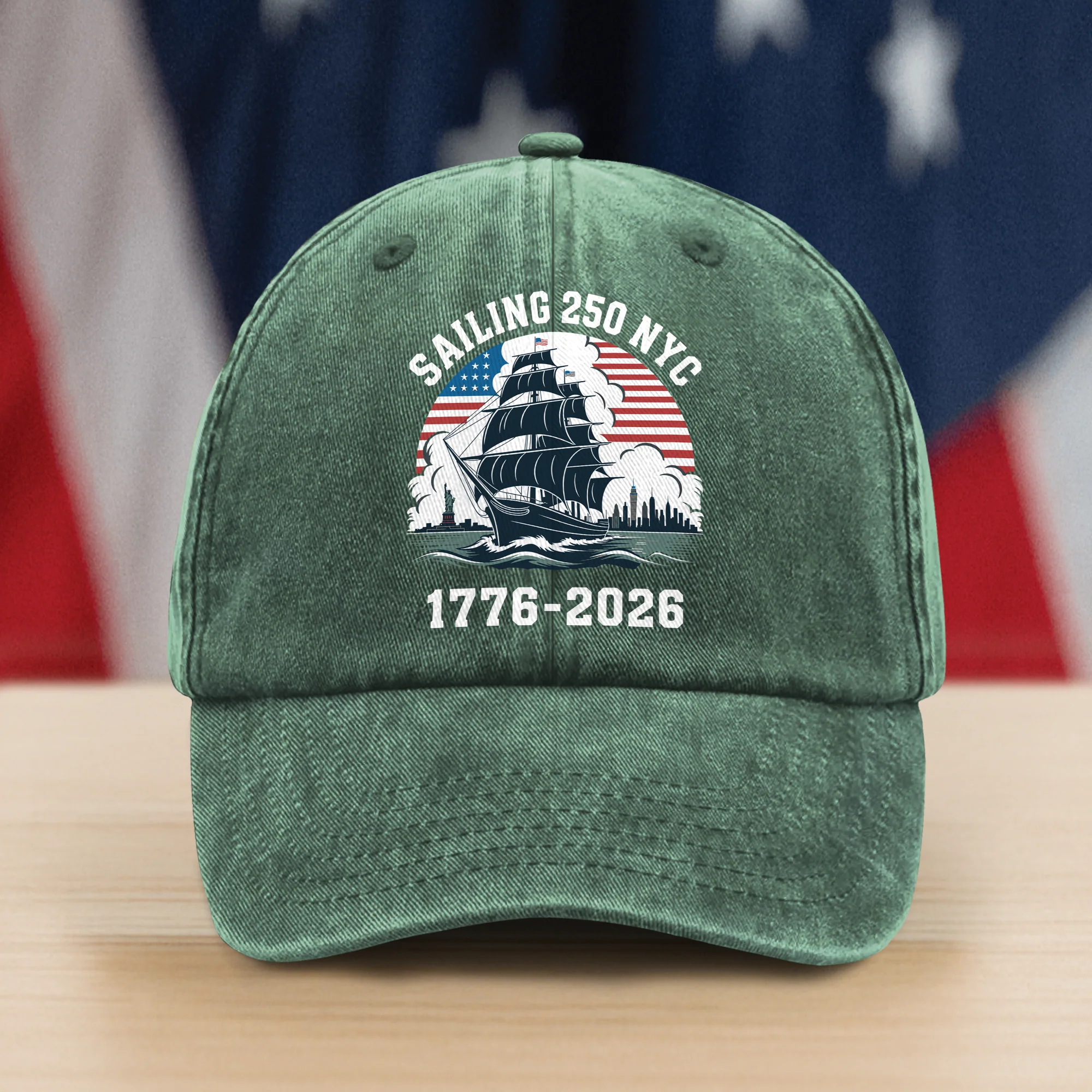 America 250th Anniversary 250 Years NYC USA Washed Denim Baseball Cap CH07 896738 - Image 2