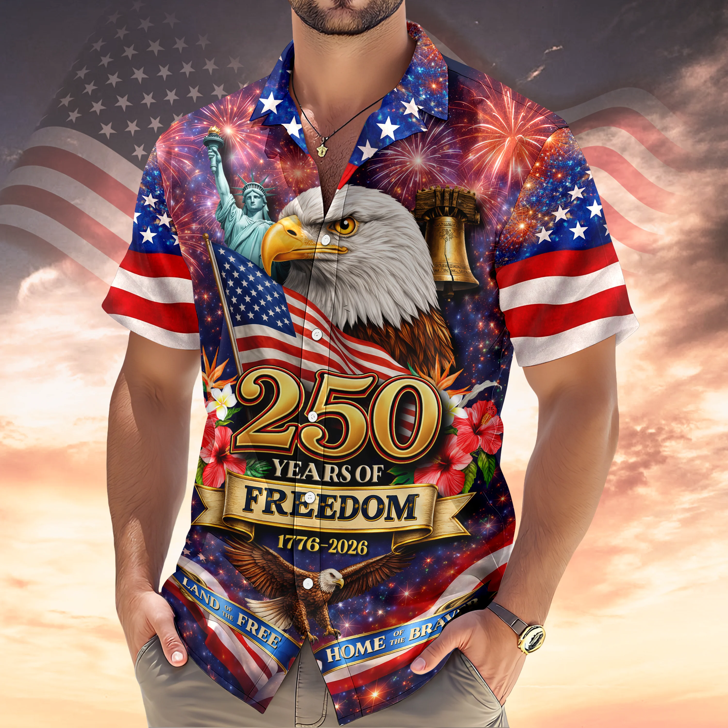 America Land of The Free Home of The Brave 250 Years of Freedom Hawaiian Shirt CH07 910374 - Image 6