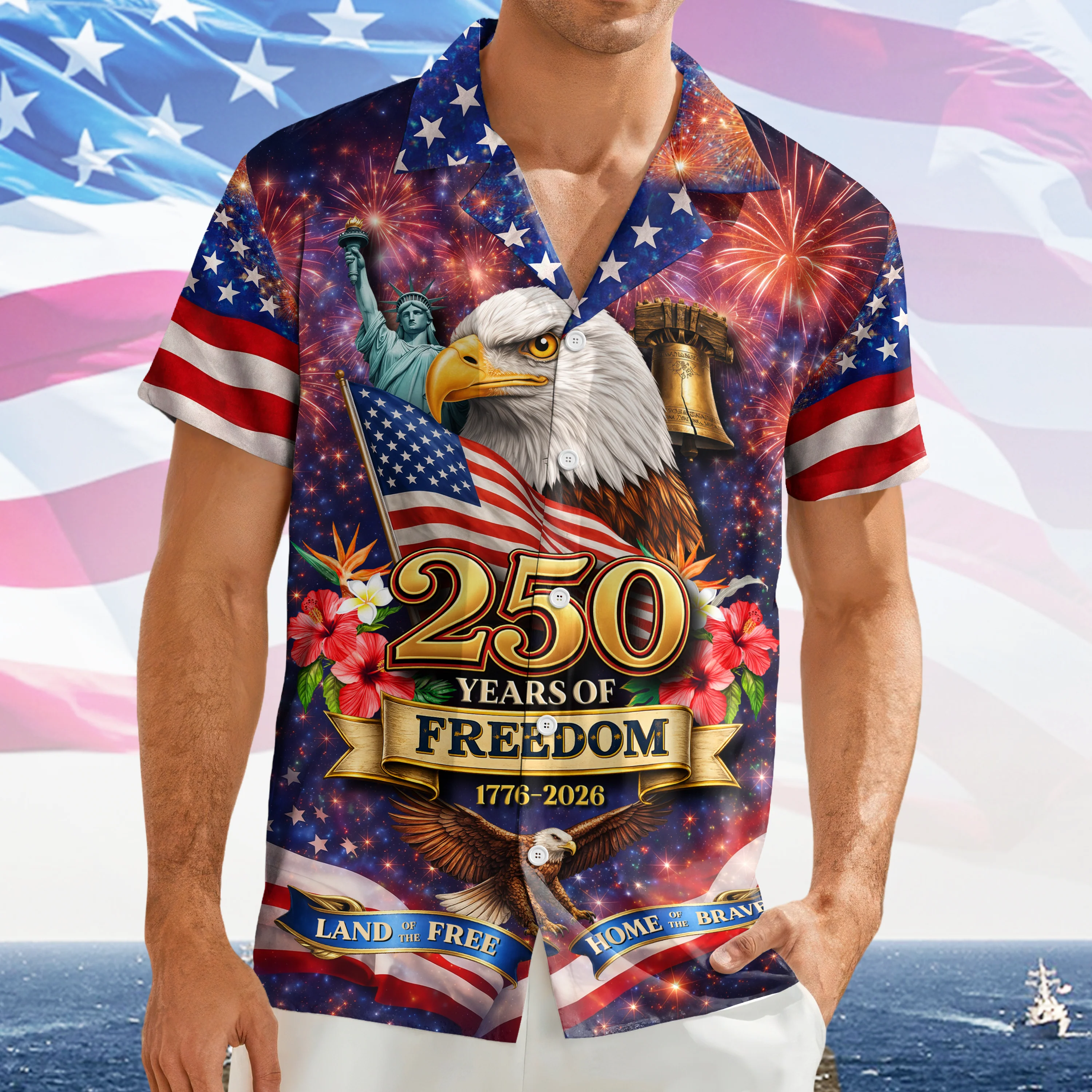 America Land of The Free Home of The Brave 250 Years of Freedom Hawaiian Shirt CH07 910374 - Image 8