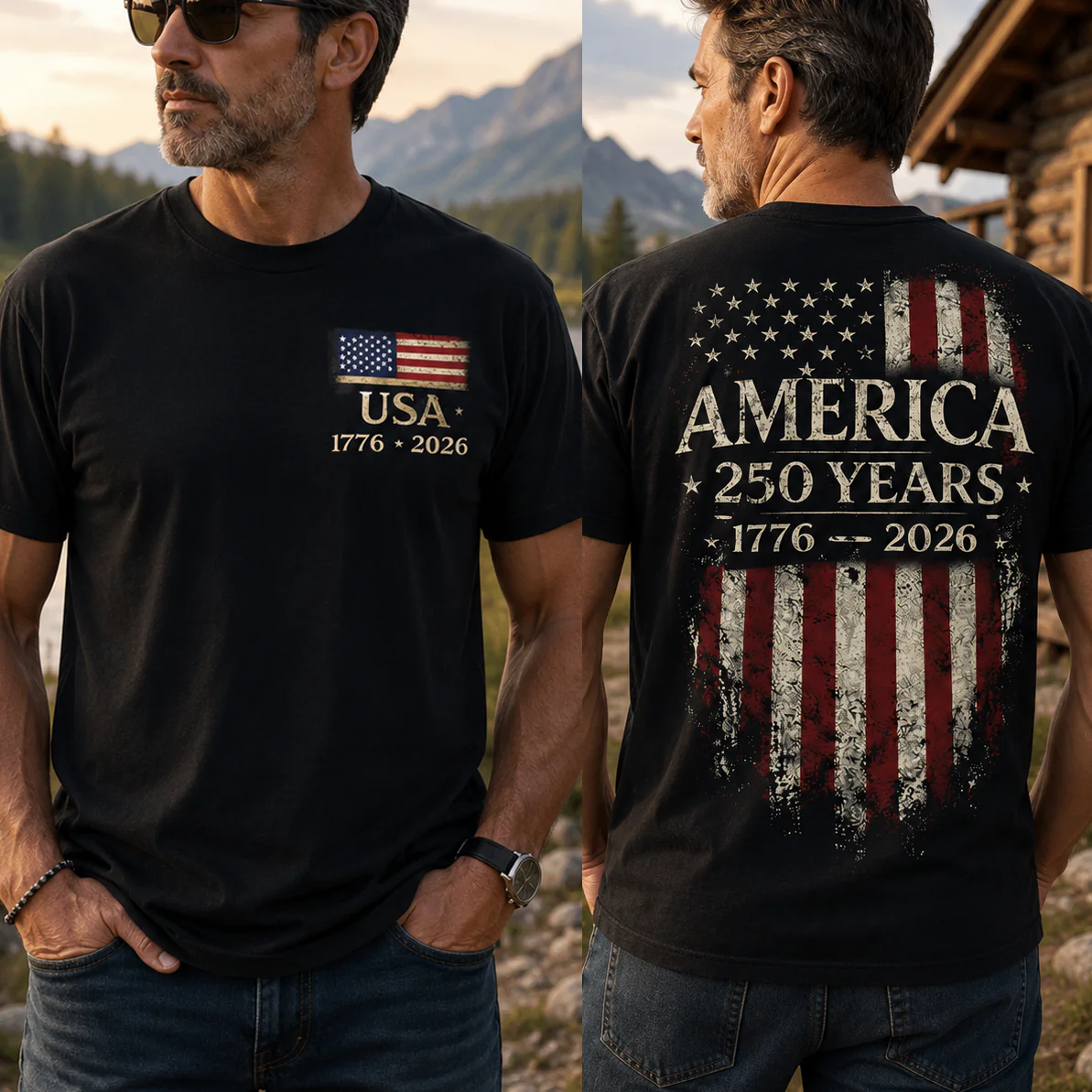 America USA Flag 250 Years Back & Front Shirt Semiquincentennial Gift CH07 911706 - Image 2