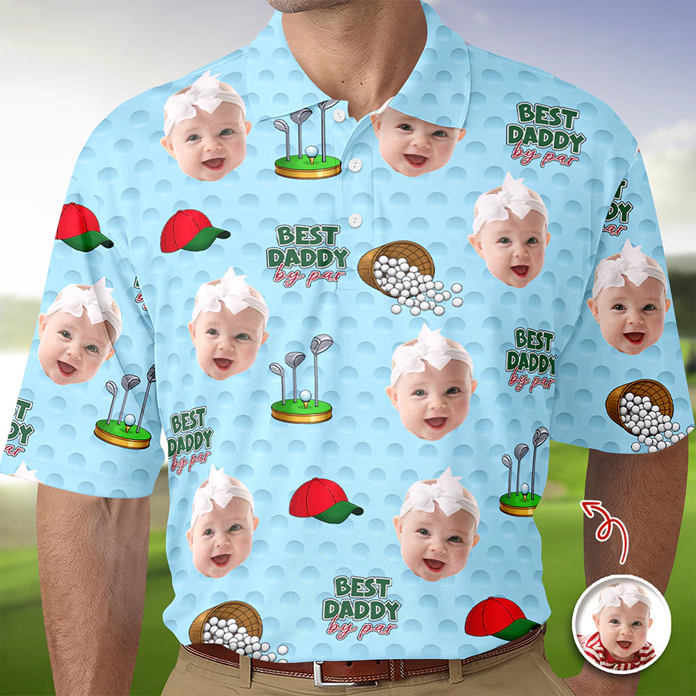 Best Dad By Par Polo Shirt Personalized Funny Face Photo Polo Shirt CH07 911126 - Image 4