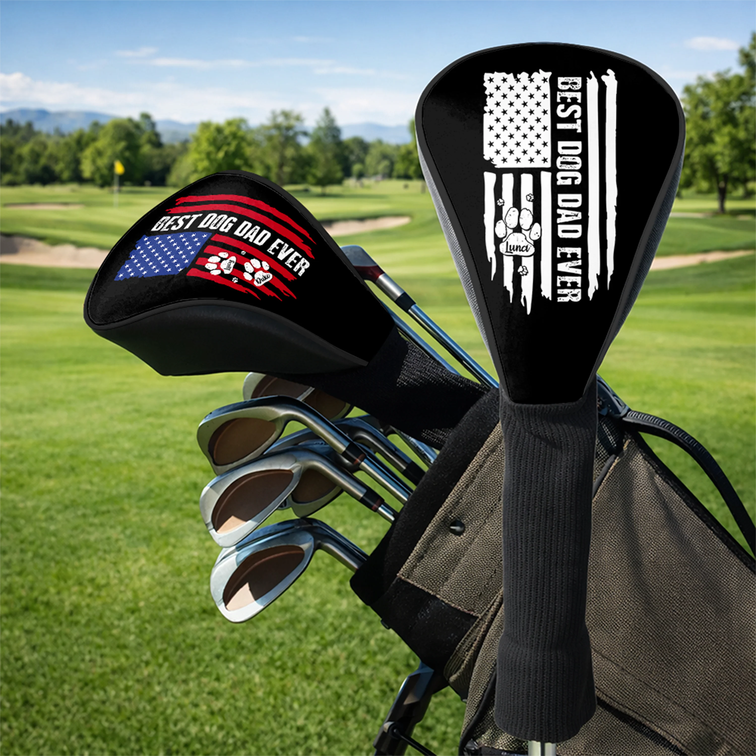Best Dog Dad Ever Paw American Flag Golf Club Head Cover For Dog Dad CH07 911276 - Image 5