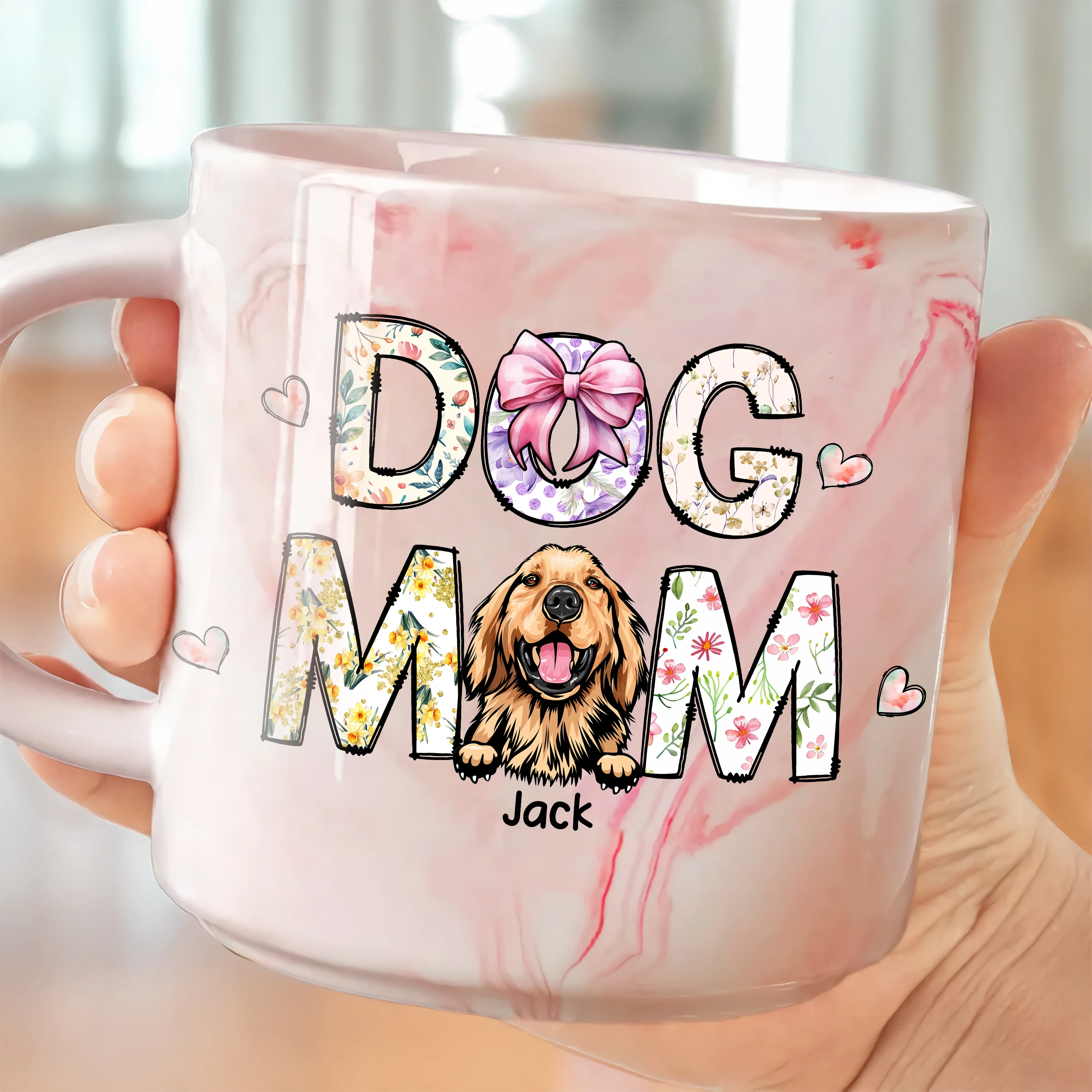 Cat Mom Dog Mom Floral Personalized Marble Mug CH07 895532 - Image 4
