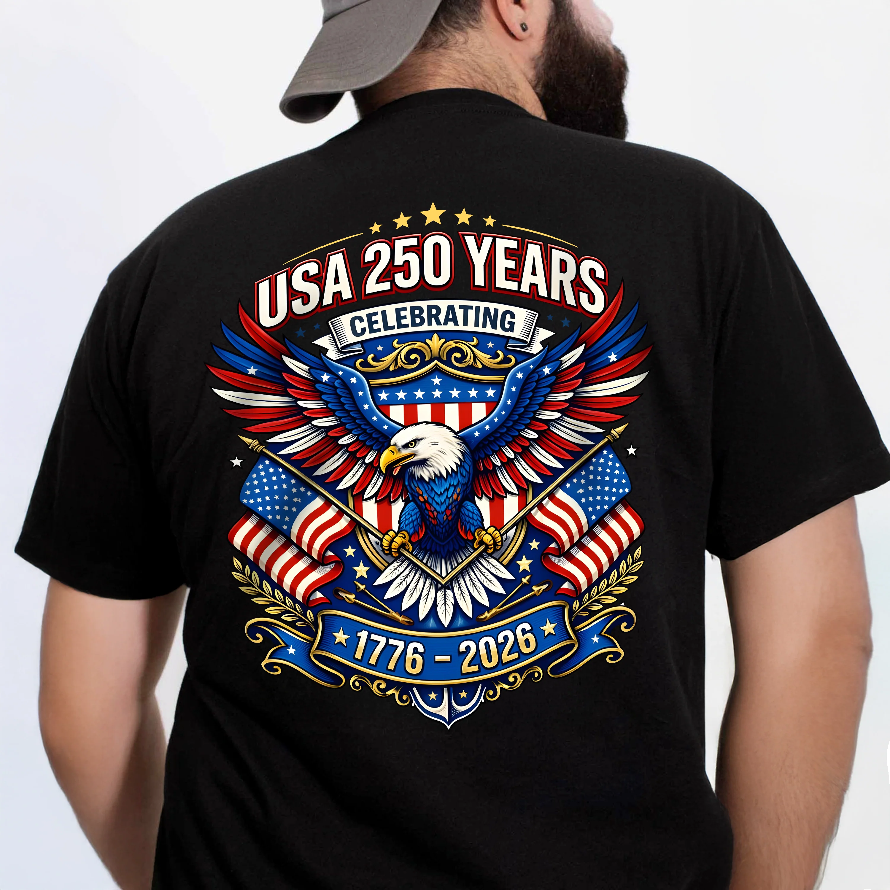 Celebrate USA 250 Years Eagle Patriotic Back Shirt 1776-2026 250th Anniversary Dark Shirt CH07 911052 - Image 3