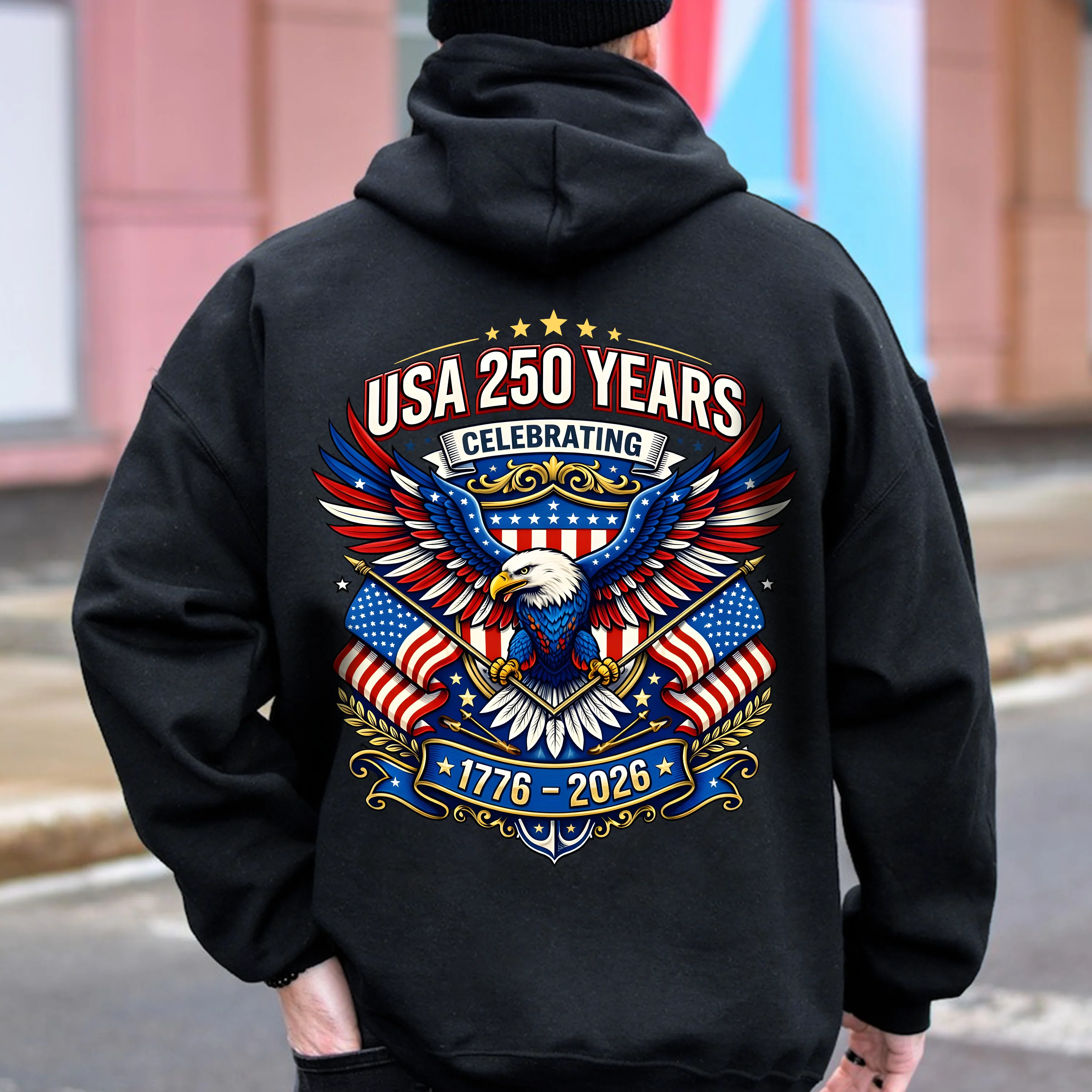 Celebrate USA 250 Years Eagle Patriotic Back Shirt 1776-2026 250th Anniversary Dark Shirt CH07 911052 - Image 9