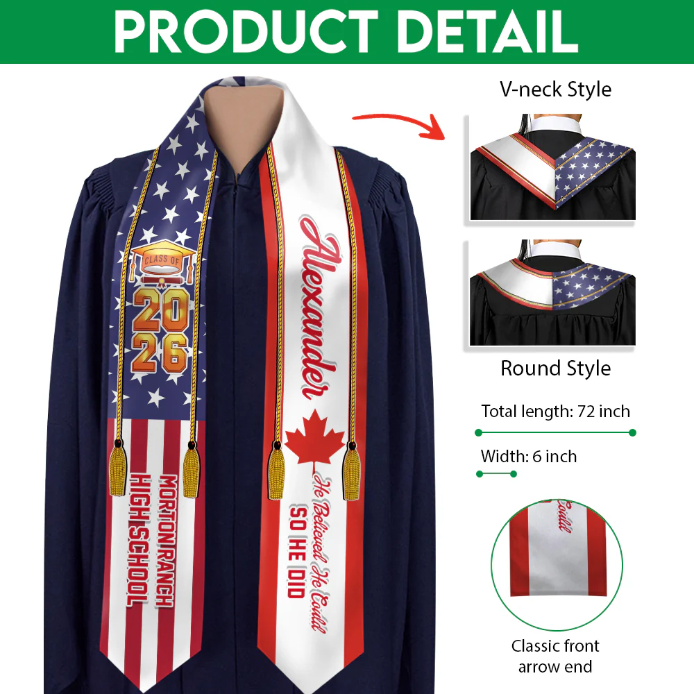 Country Flag Class of 2026 - We Are So Proud of You Stoles Sash, Graduation Gift, Senior Gift CH07 910056 - Image 2