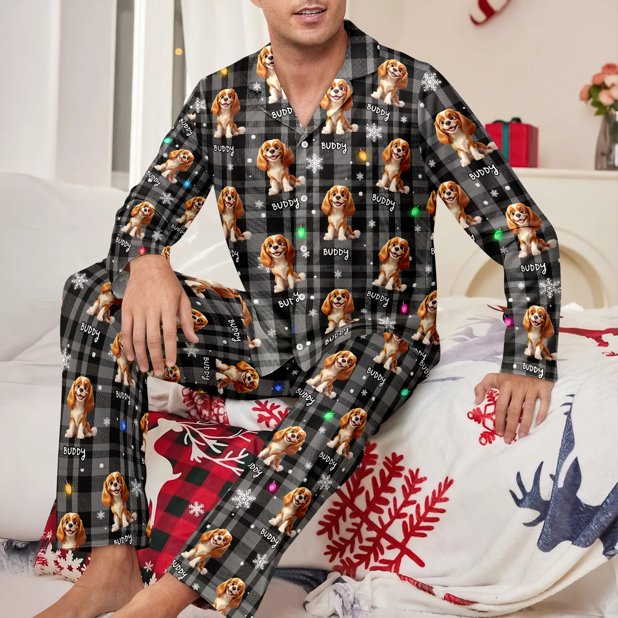Custom 3D Dog Christmas Light Pajamas Personalized Puppy Pajamas Gift For Dog Lovers CH07 899998 - Image 7