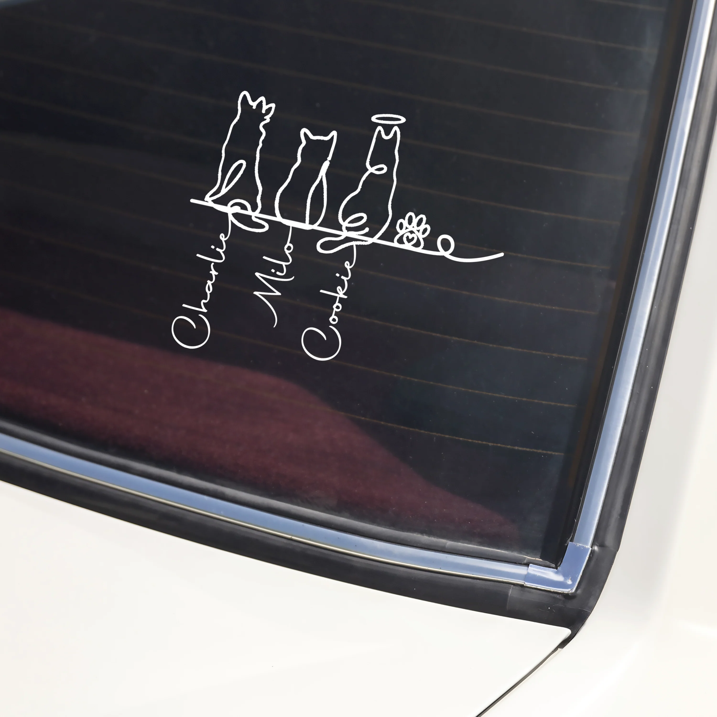 Custom Adorable Dog Cat Line Art - Personalized Car Window Decal Sticker CH07 910292 - Image 4
