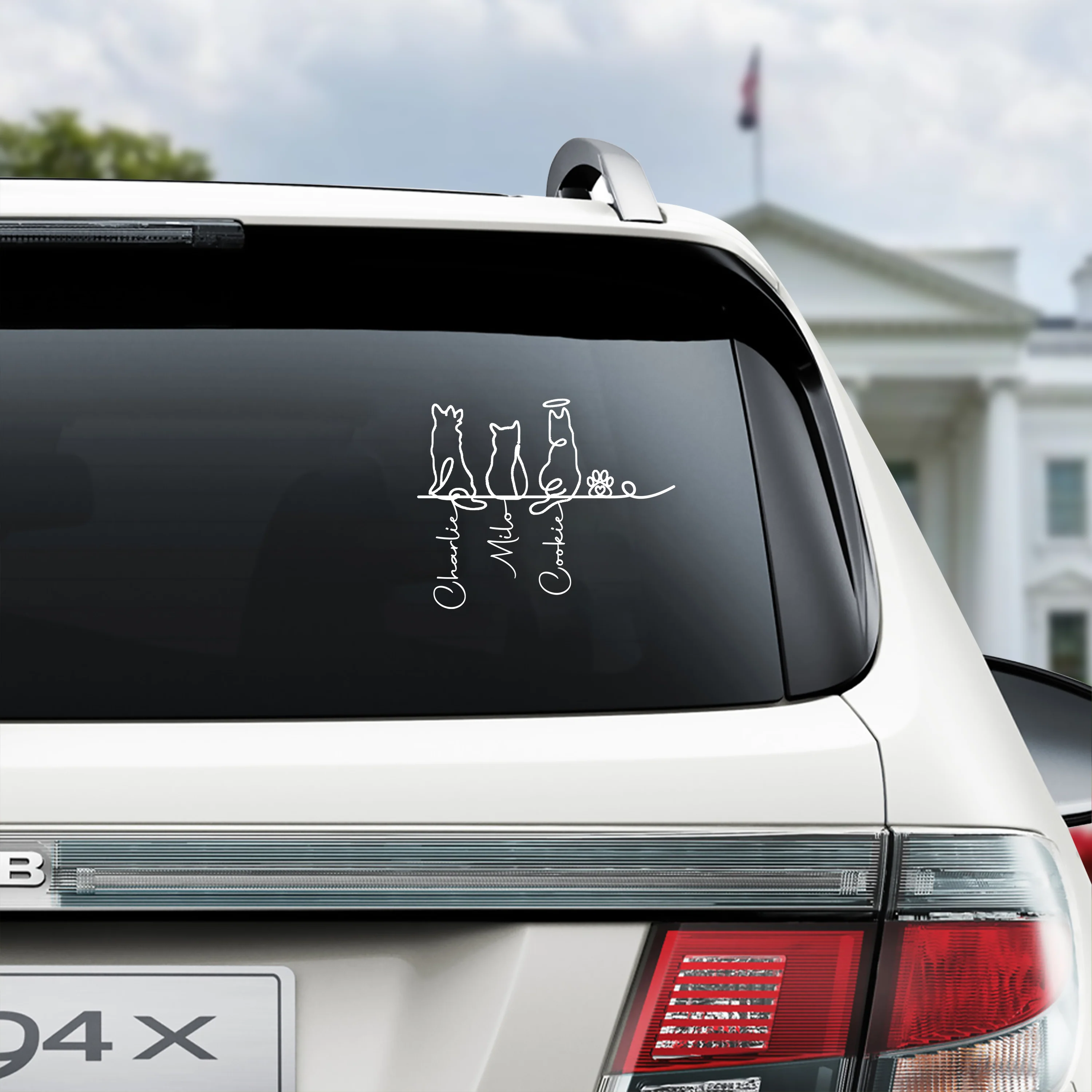 Custom Adorable Dog Cat Line Art - Personalized Car Window Decal Sticker CH07 910292 - Image 6