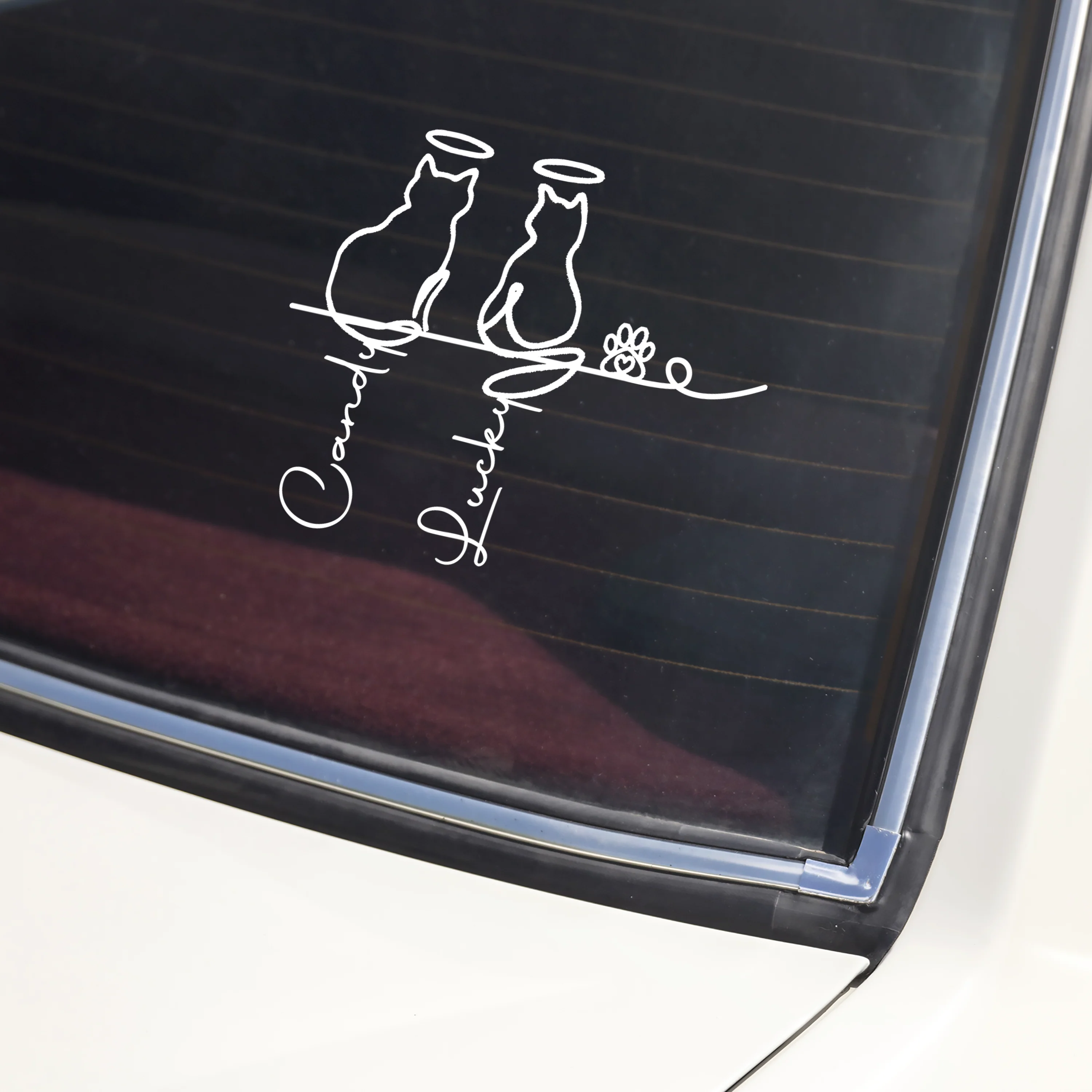 Custom Adorable Dog Cat Line Art - Personalized Car Window Decal Sticker CH07 910292 - Image 7