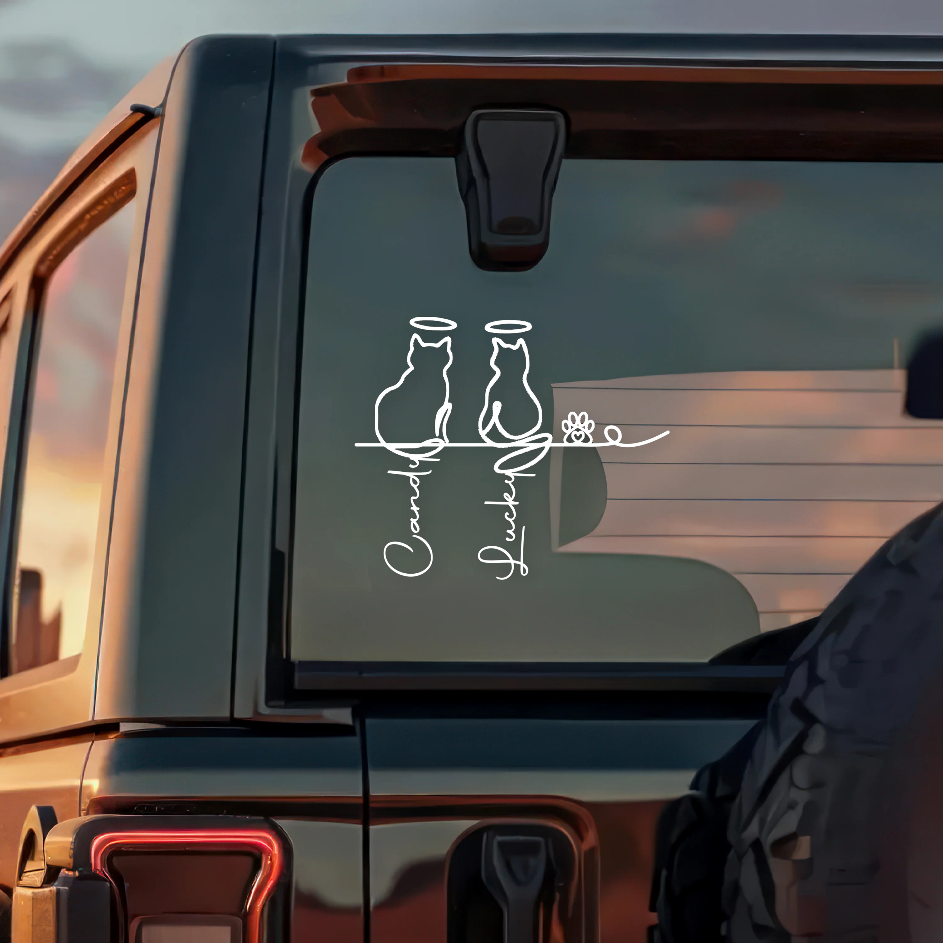 Custom Adorable Dog Cat Line Art - Personalized Car Window Decal Sticker CH07 910292 - Image 8