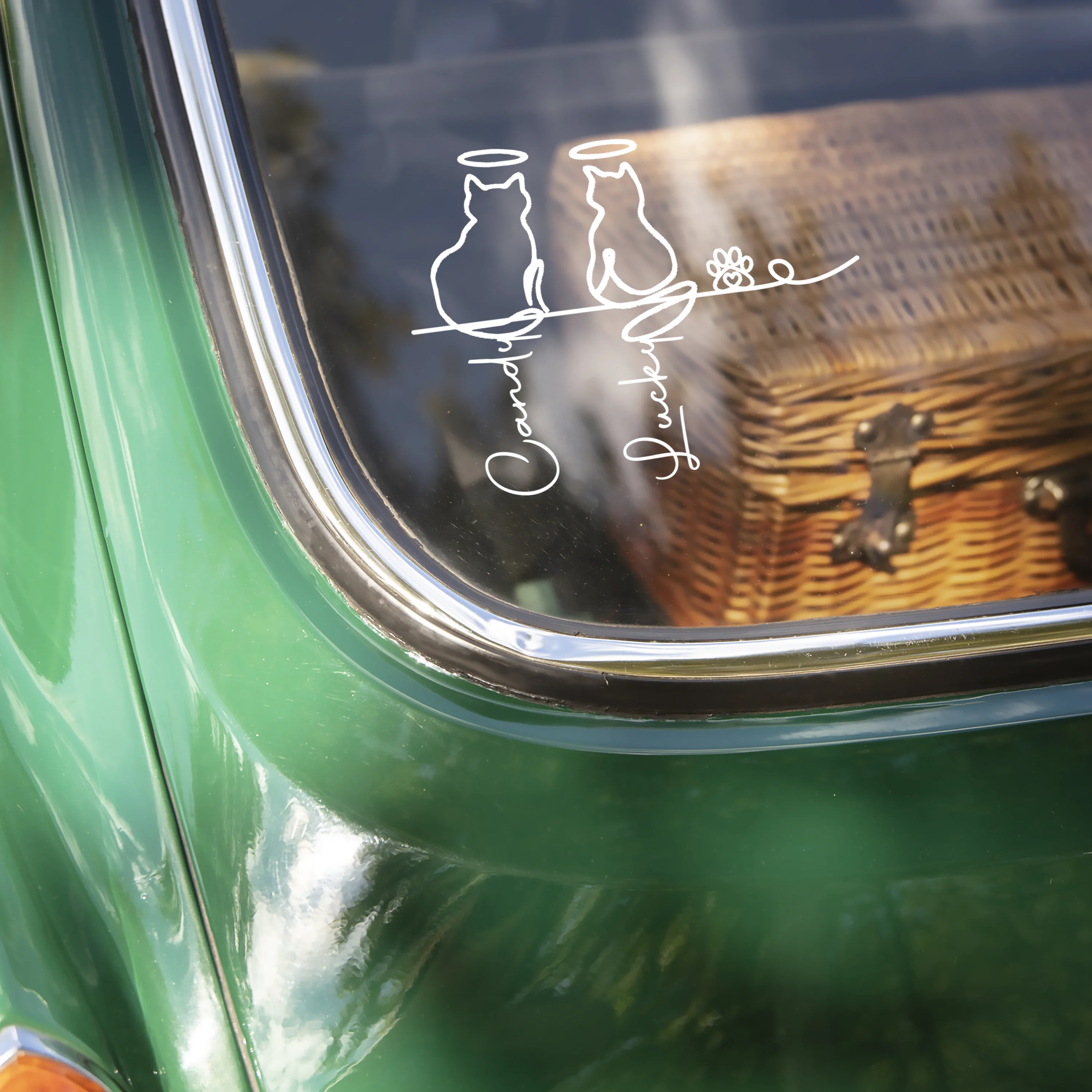 Custom Adorable Dog Cat Line Art - Personalized Car Window Decal Sticker CH07 910292 - Image 9