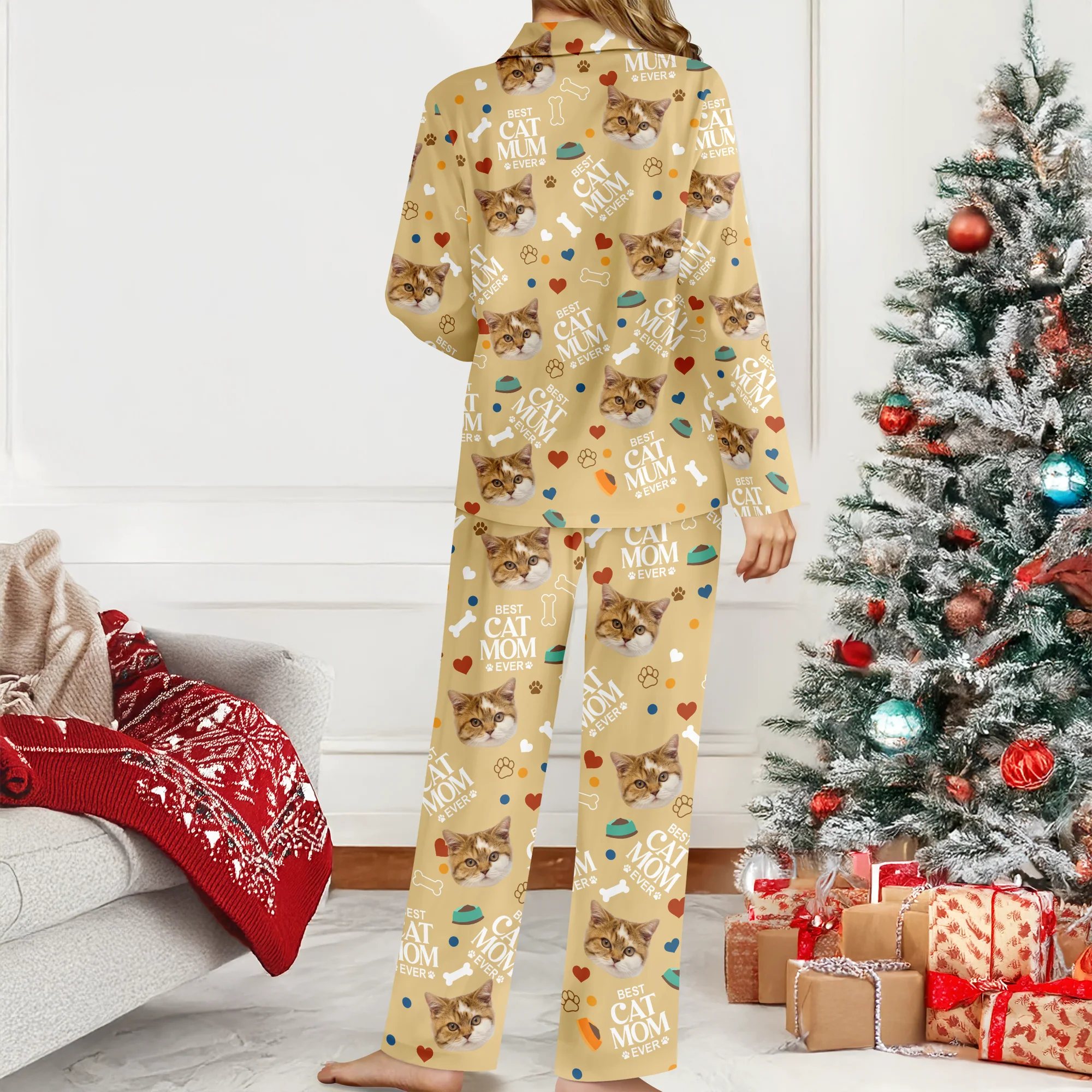 Custom Best Cat Mom Cat Dad Photo Personalized Pajamas Gift For Cat Lovers CH07 896526 - Image 2