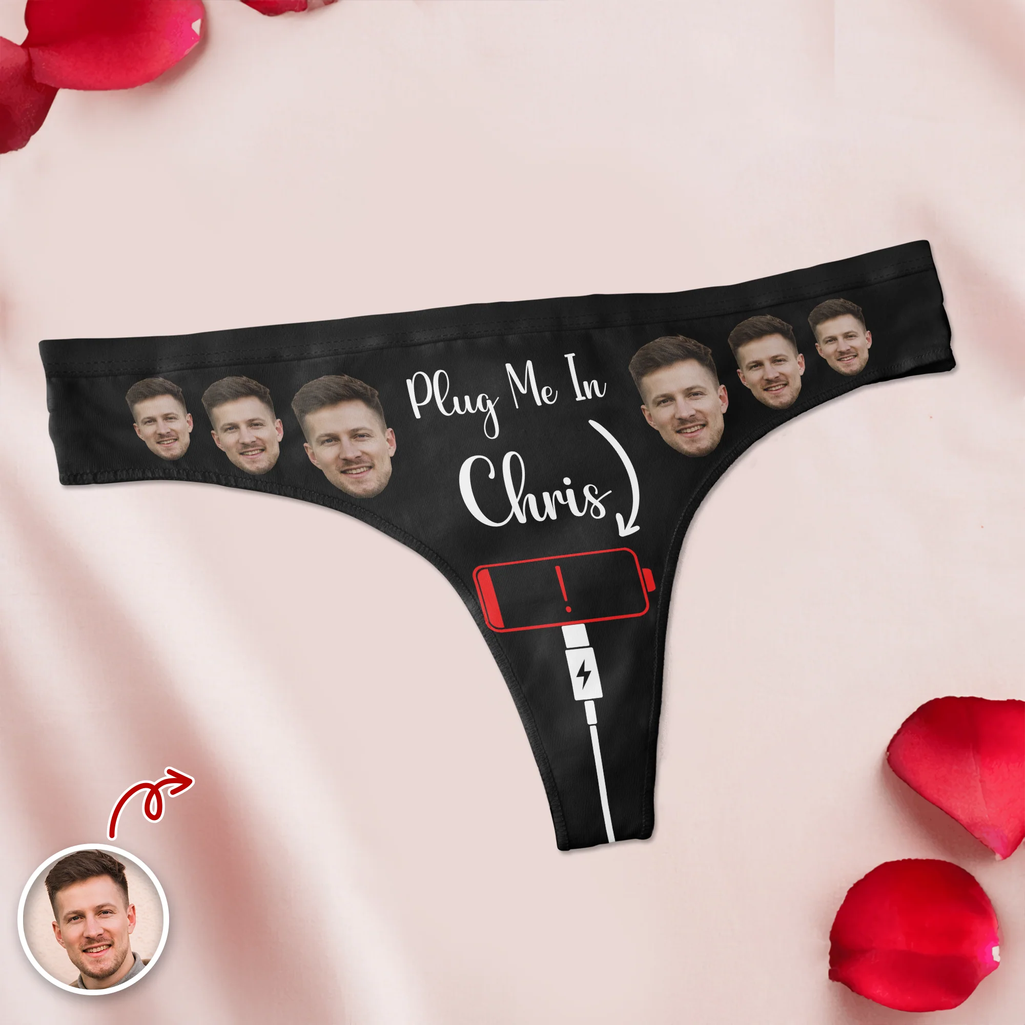 Custom Boyfriend Husband Photo Plug Me In Underwear For Women Naughty Gift For Her CH07 910138 - Image 2