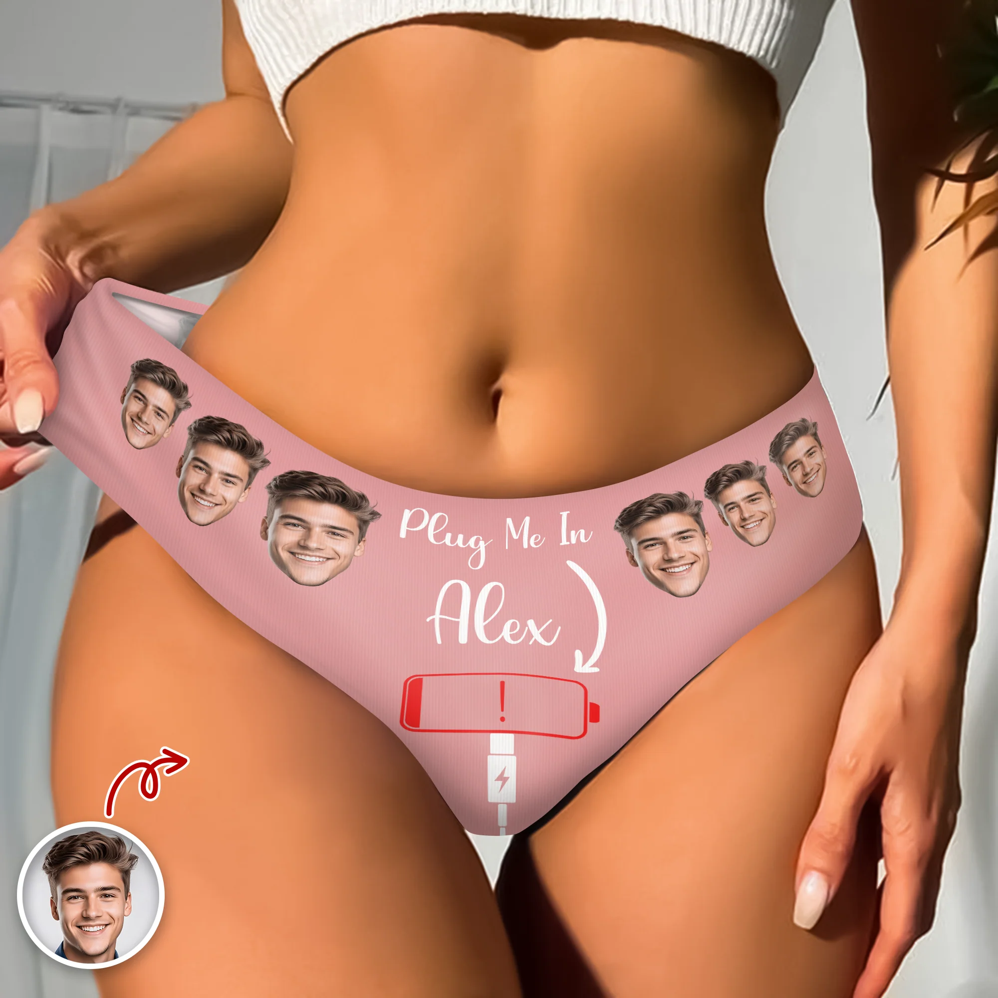 Custom Boyfriend Husband Photo Plug Me In Underwear For Women Naughty Gift For Her CH07 910138 - Image 3