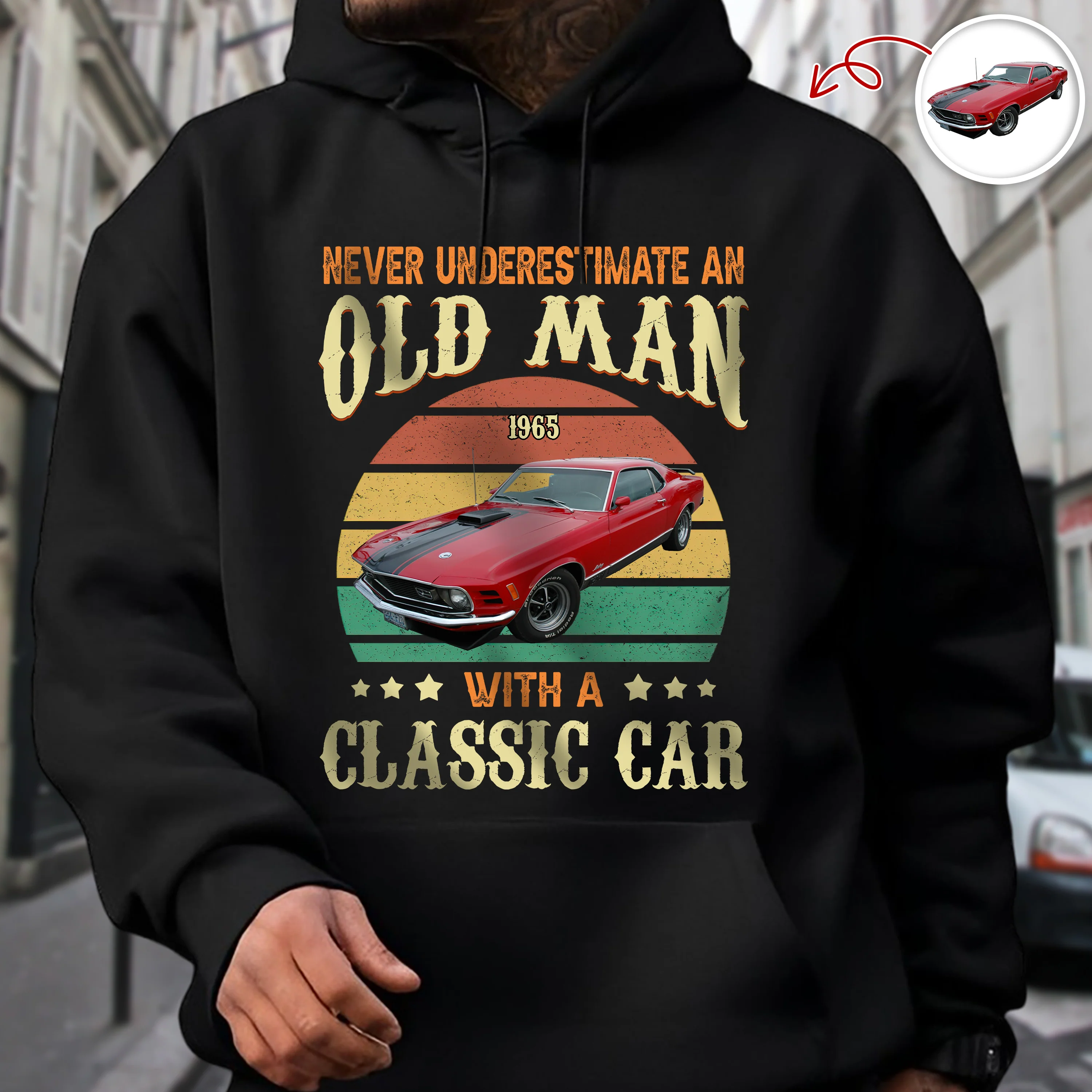 Custom Car Photo Never Underestimate An Old Man With A Classic Car Dark Shirt CH07 896310 - Image 3