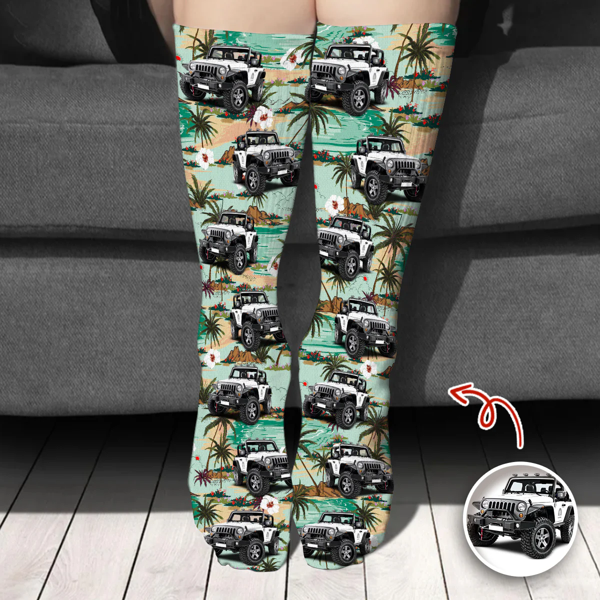 Custom Car Photo Retro Route 66 Socks Gift For Car Lover CH07 899938 - Image 2