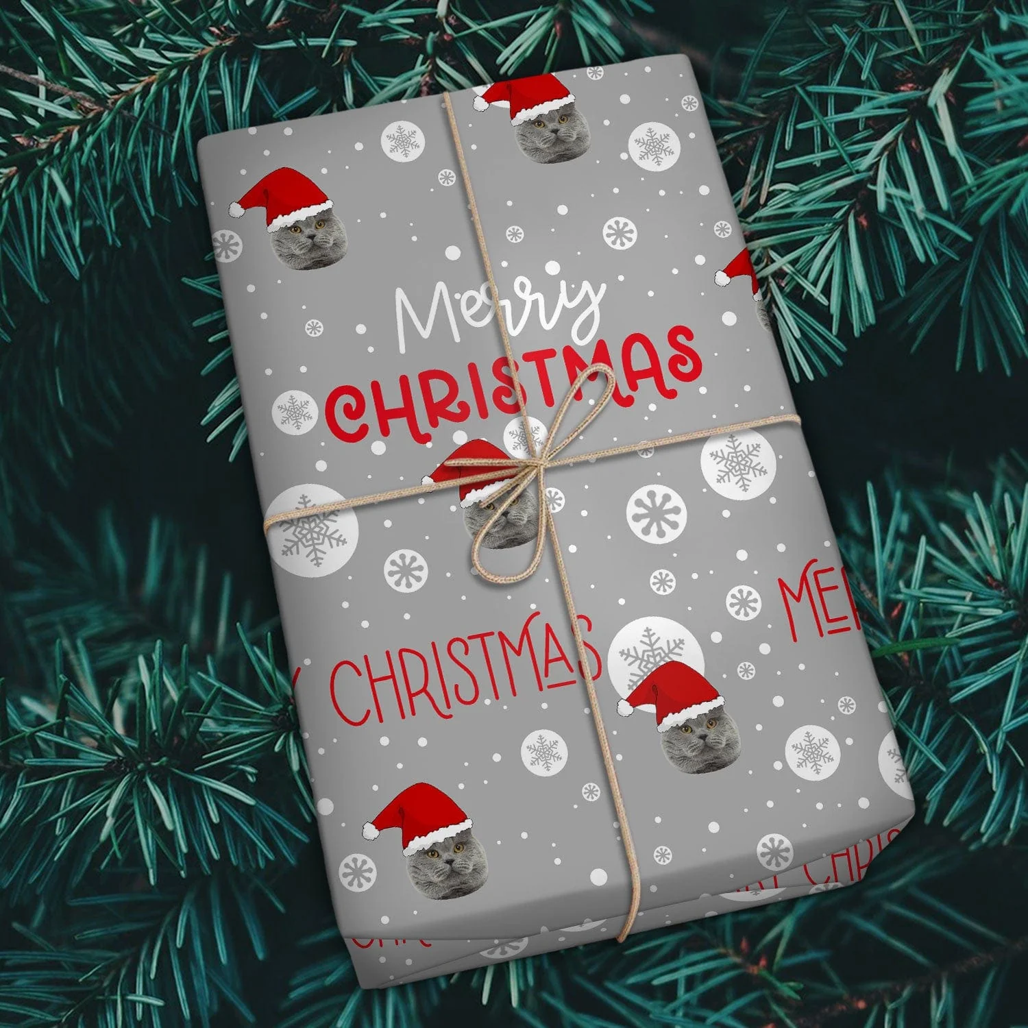 Custom Cat Face Photo Merry Christmas Wrapping Papper Cat Lovers Gift HO82 895010 - Image 7