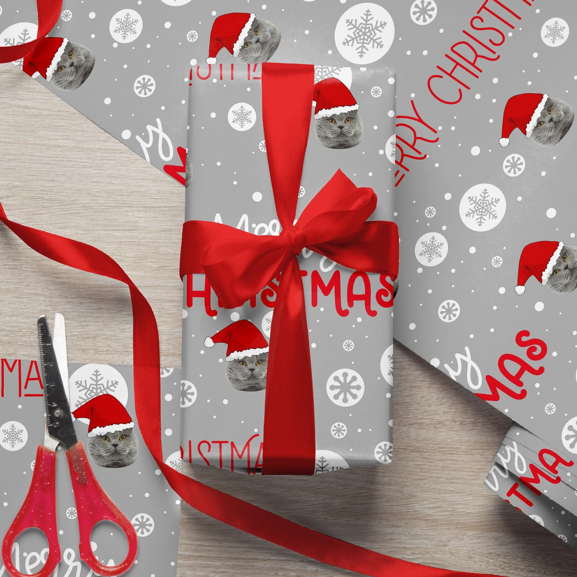 Custom Cat Face Photo Merry Christmas Wrapping Papper Cat Lovers Gift HO82 895010 - Image 8