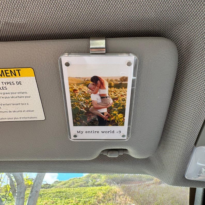 Custom Couple Photo Acrylic Car Visor Clip Romantic Drive Safe Gift Personalized Gift for Him Anniversary CH07 895448 - Image 2