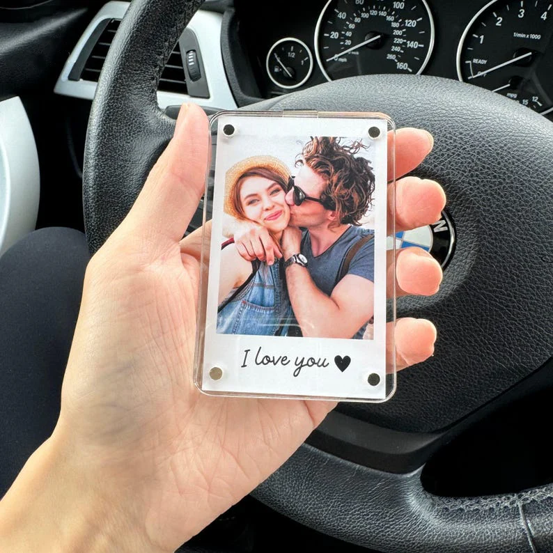Custom Couple Photo Acrylic Car Visor Clip Romantic Drive Safe Gift Personalized Gift for Him Anniversary CH07 895448 - Image 3