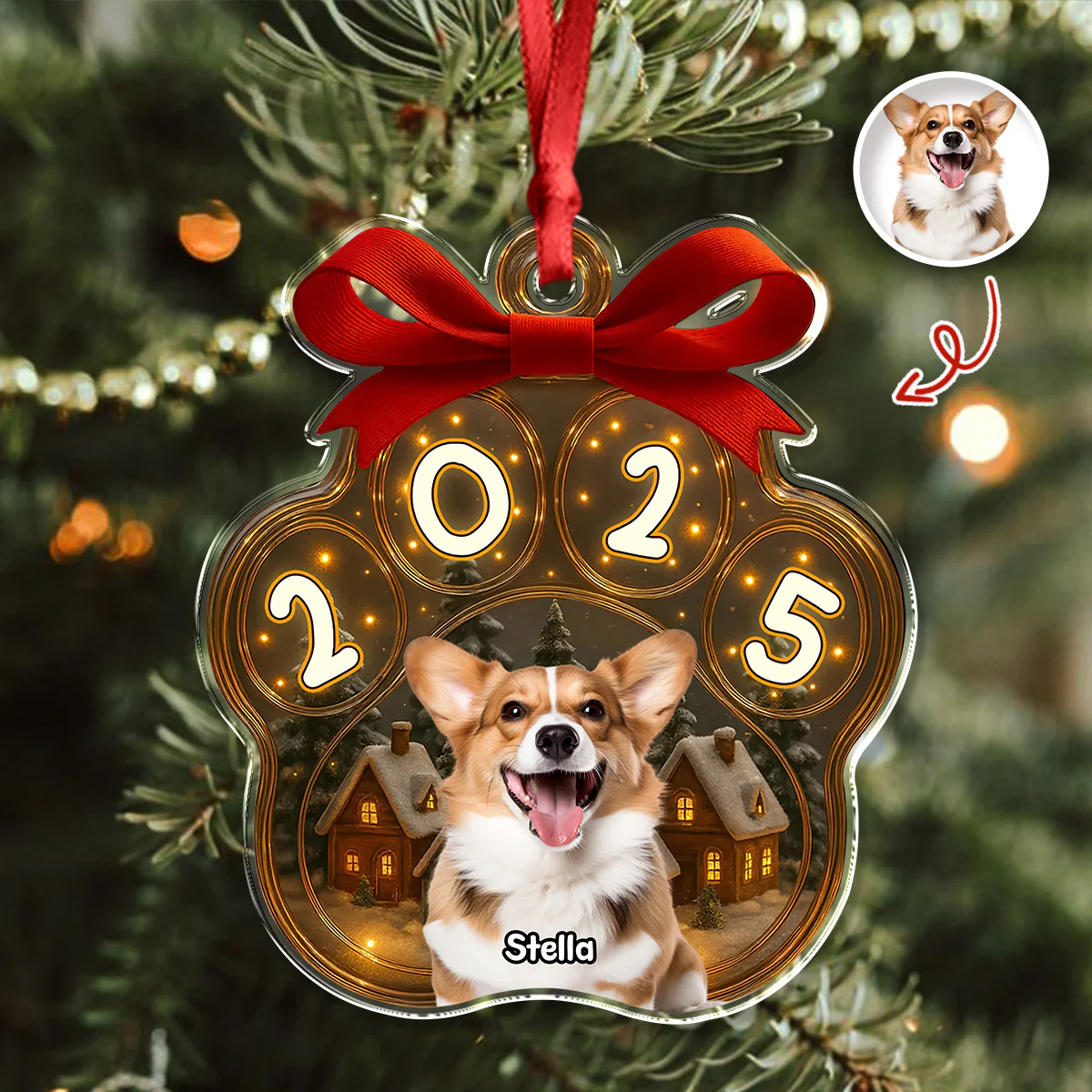 Custom Cute Dog Photo Personalized Dog Paw Christmas Acrylic Ornament CH07 896776 - Image 6