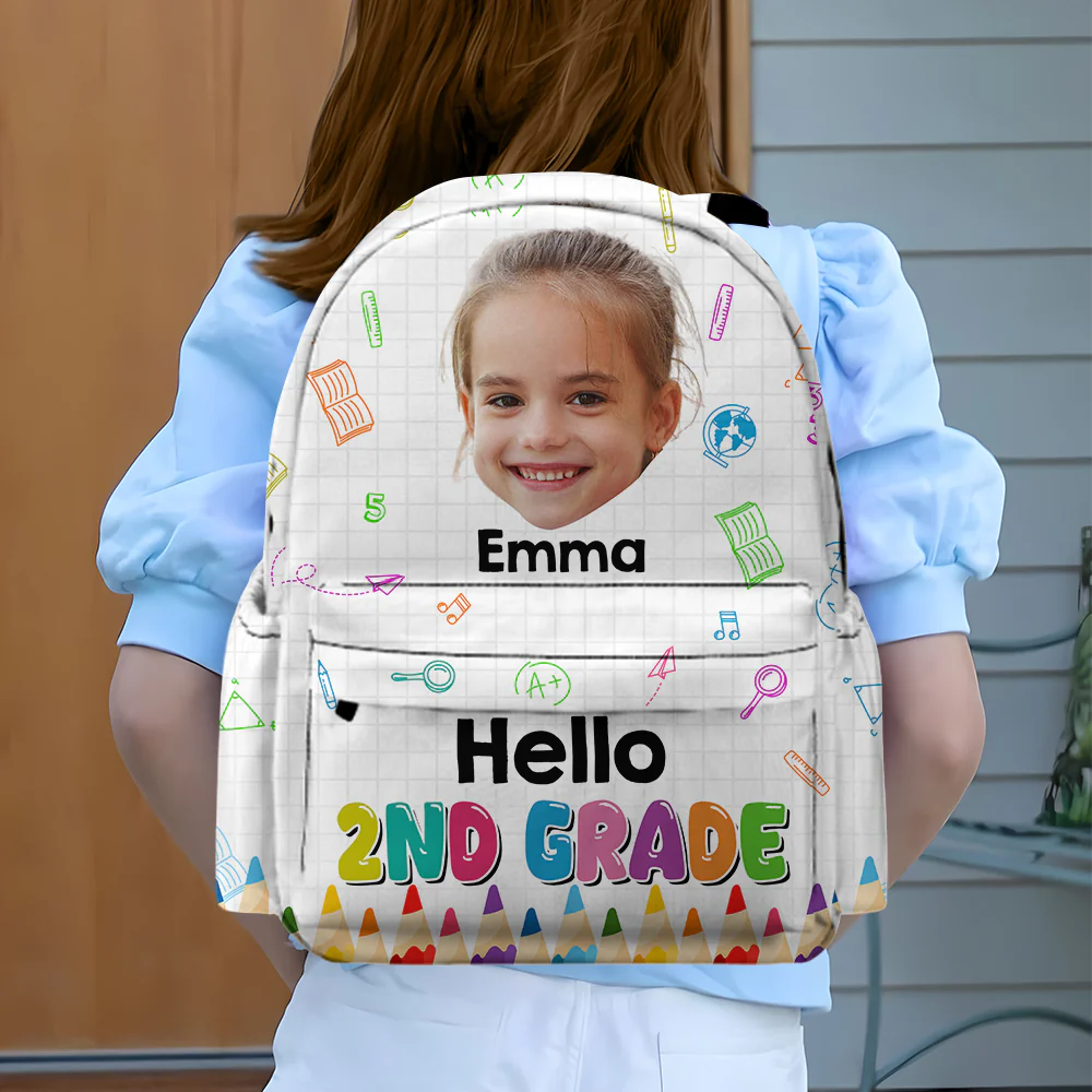 Custom Cute Kid Photo Hello School Backpack Back To School Gift CH07 896068 - Image 2