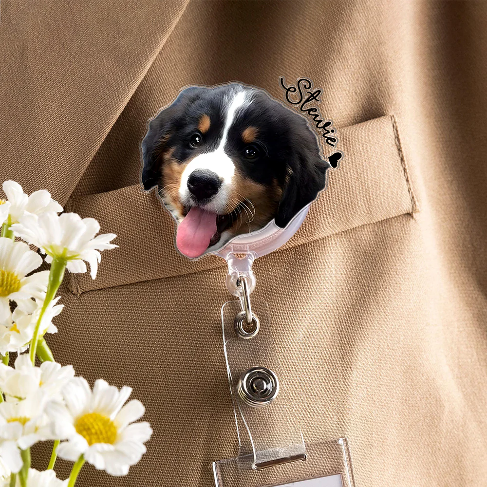 Custom Cute Pet Face & Name Acrylic Badge Reel Gift For Dog Lovers CH07 910758 - Image 4