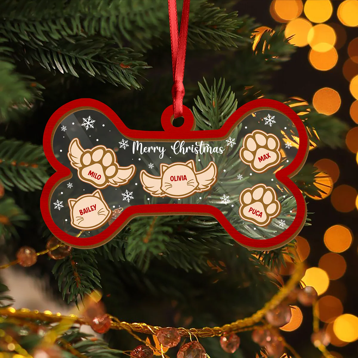 Custom Dog Cat Bone Christmas Shaker Ornament Dog Cat In Heaven Ornament CH07 896926 - Image 3
