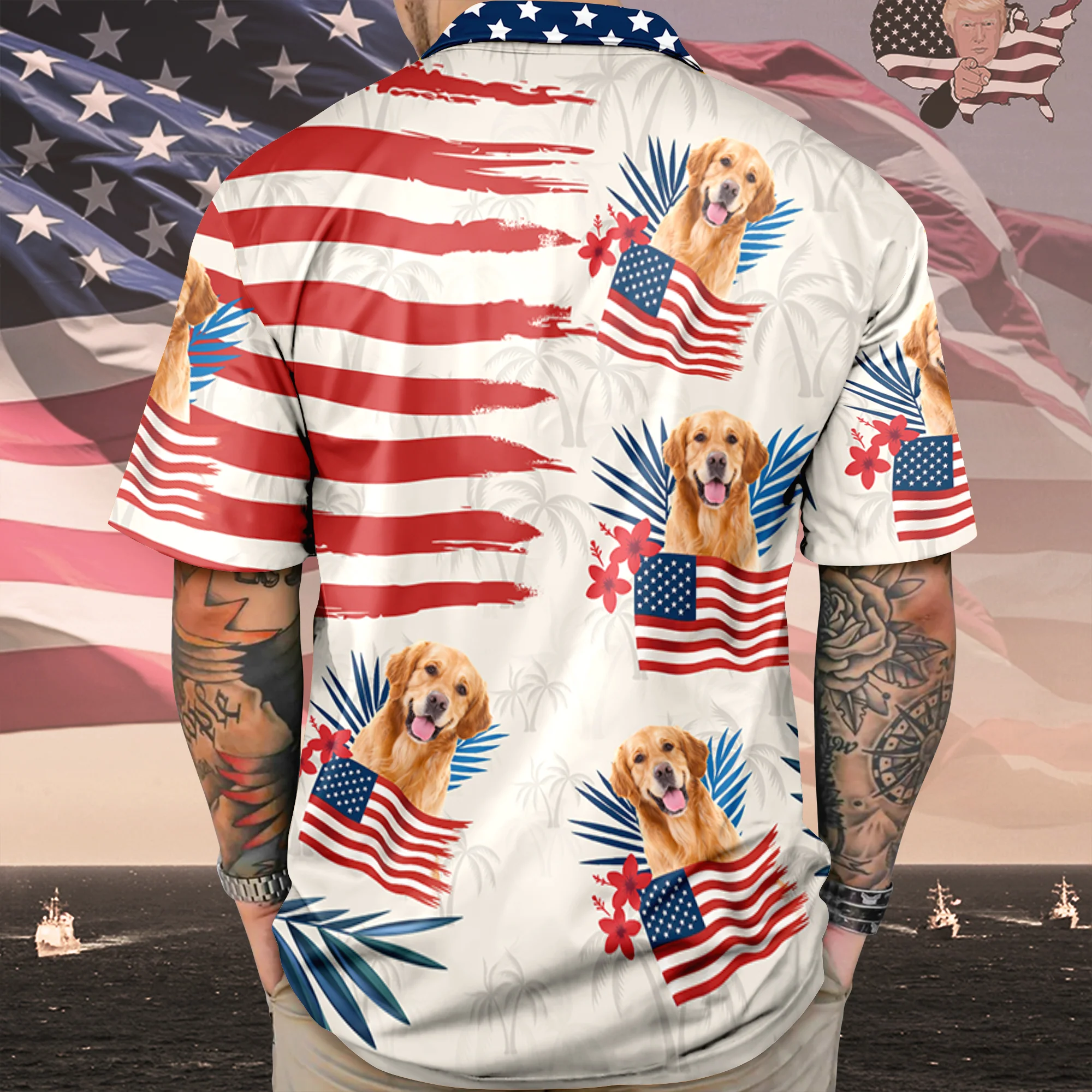 Custom Dog Cat Photo American Flag Hawaiian Shirt 4th of July Gift CH07 896110 - Image 6