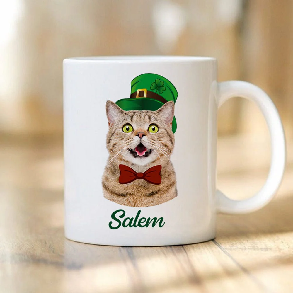 Custom Dog Cat Photo ST Patrick's Day White Mug Dog Lovers Gift Cat Lovers Gift CH07 895180 - Image 4