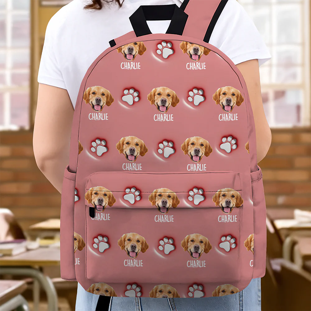 Custom Dog Face And Paw - Personalized Custom 3D Inflated Effect Backpack CH07 911152 - Image 6