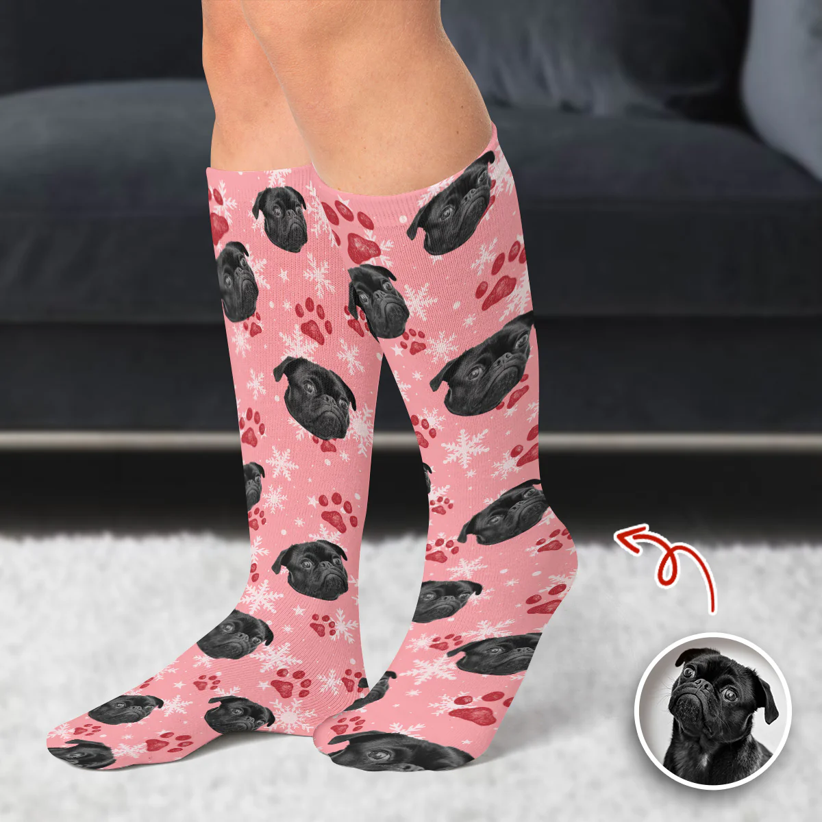 Custom Dog Photo Christmas Fluffy Socks Christmas Gift CH07 899202 - Image 4