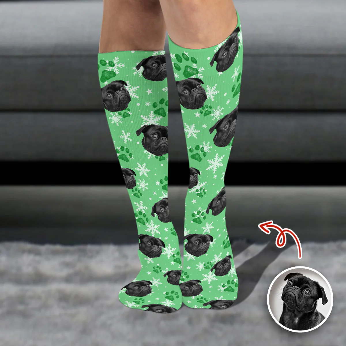 Custom Dog Photo Christmas Fluffy Socks Christmas Gift CH07 899202 - Image 6