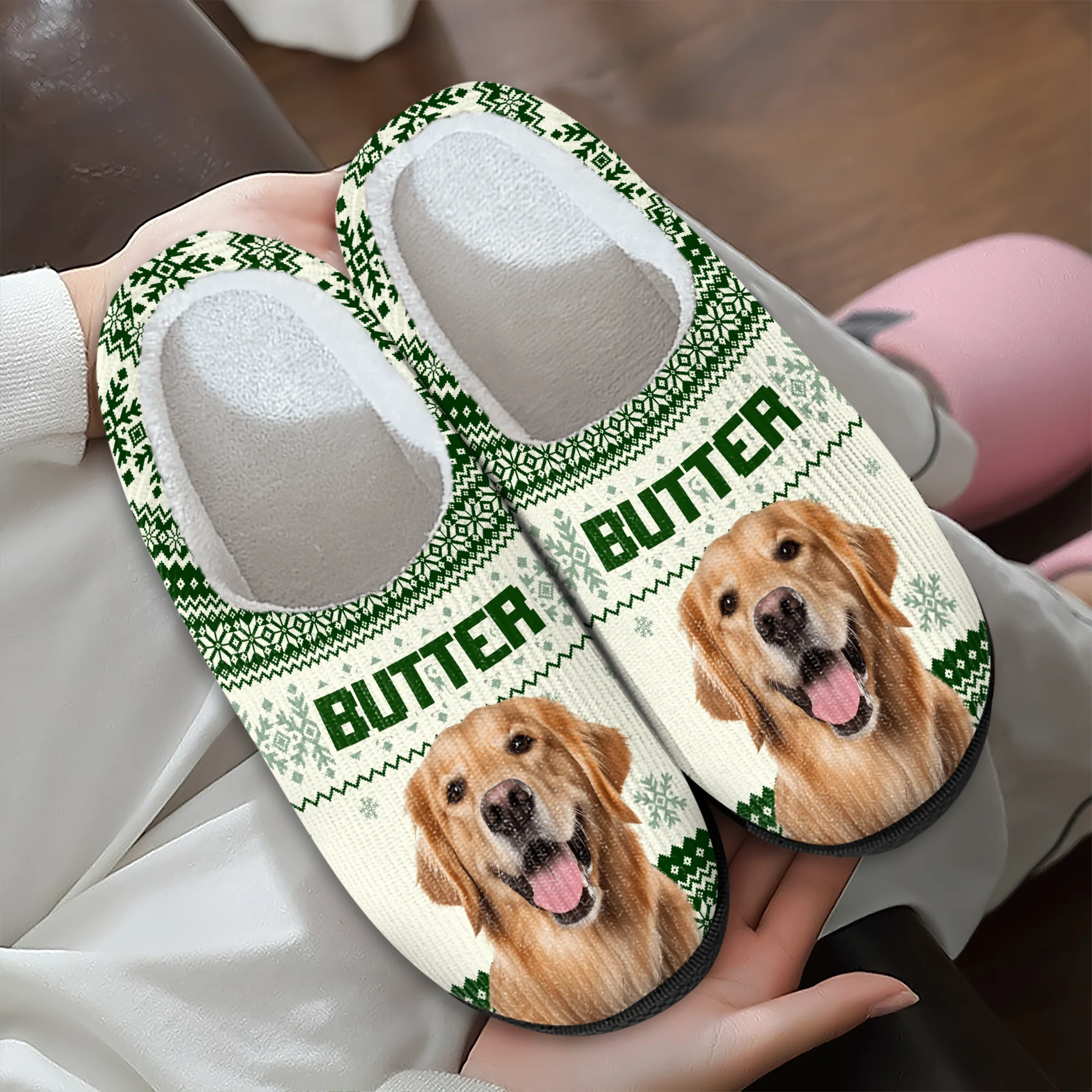 Custom Dog Photo Christmas Slipper For Dog Lovers CH07 896406 - Image 4
