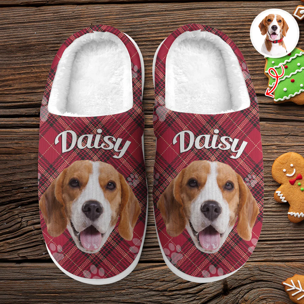 Custom Dog Photo Flannel Patten Slipper Xmas Gift For Dog Lovers CH07 896270 - Image 12