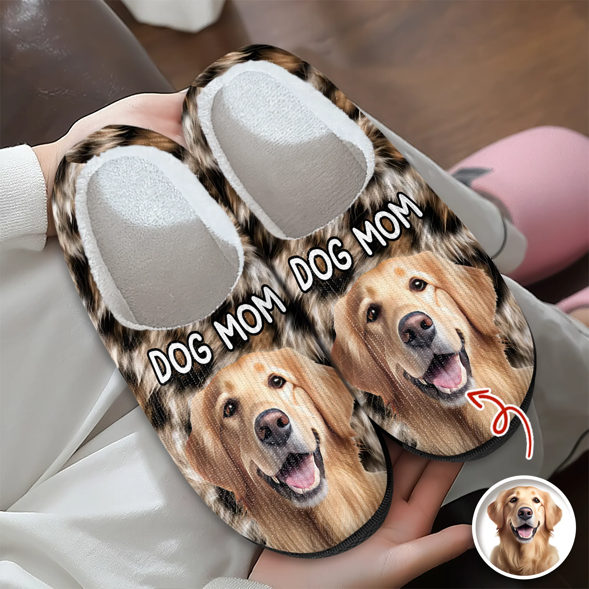 Custom Dog Photo Leopard Slipper For Dog Lovers CH07 896398 - Image 4