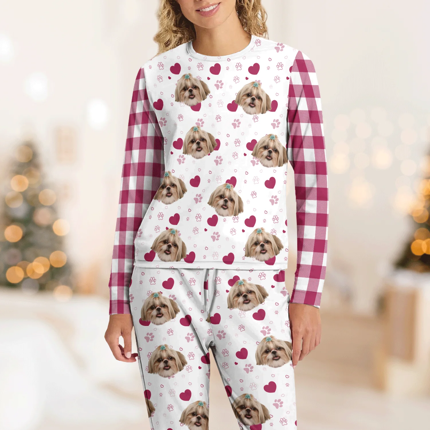 Custom Dog Photo Plaid Sleepwear Christmas Gift For Dog Lovers CH07 899646 - Image 2