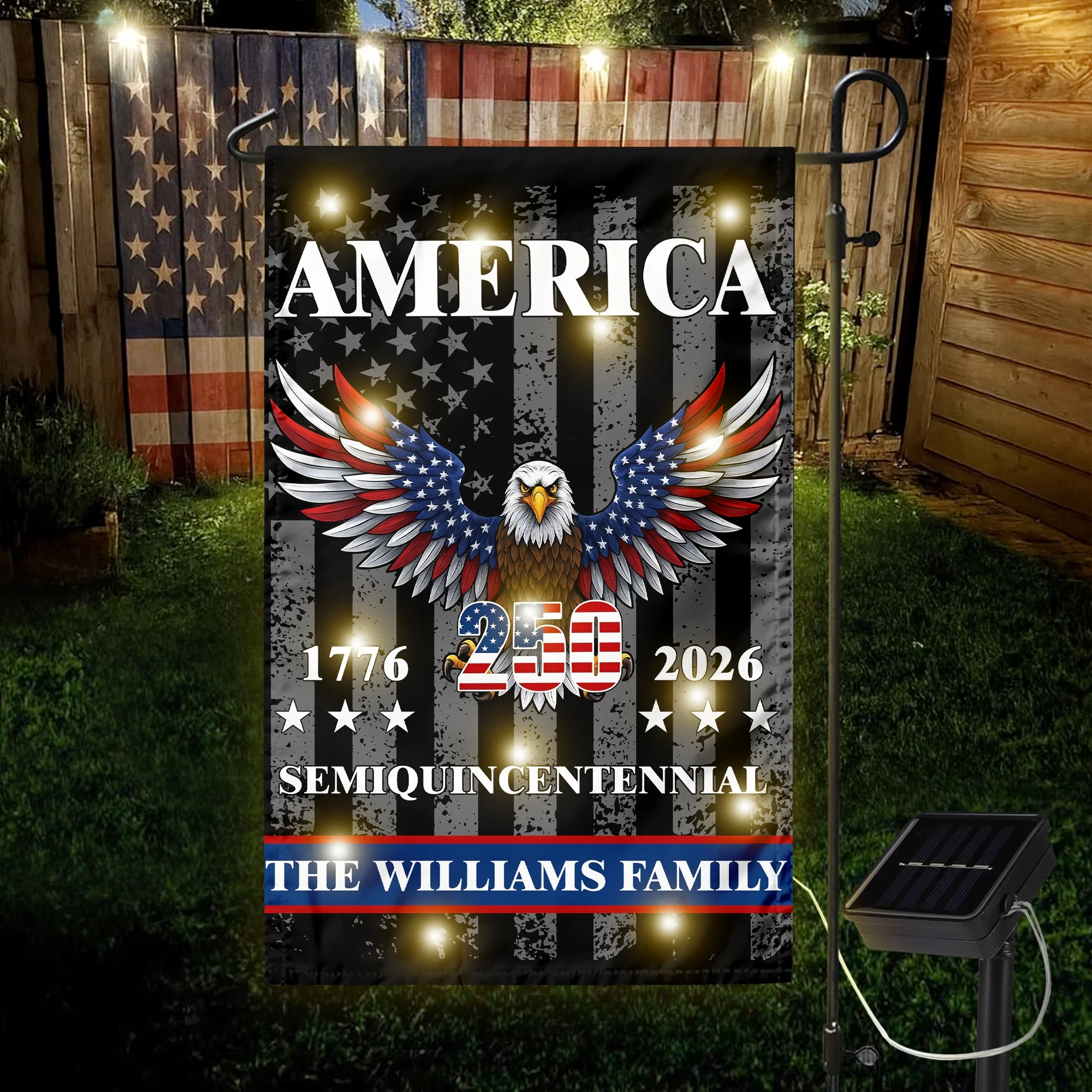 Custom Family America Eagle 250th Anniversary Semiquincentennial 1776-2026 Patriotic Led Garden Flag CH07 895372 - Image 4