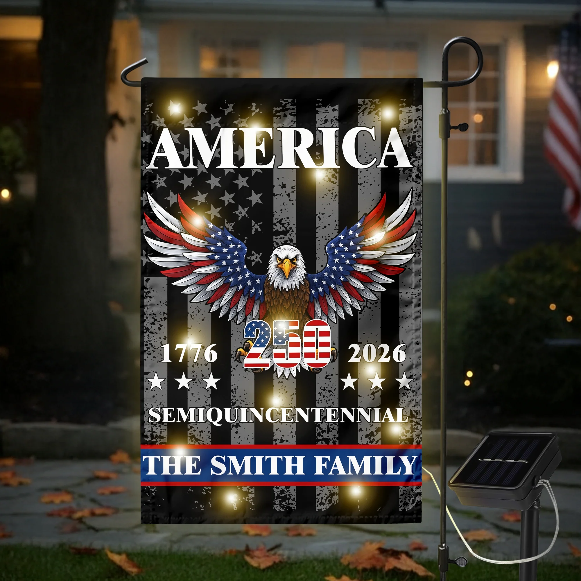 Custom Family America Eagle 250th Anniversary Semiquincentennial 1776-2026 Patriotic Led Garden Flag CH07 895372 - Image 5