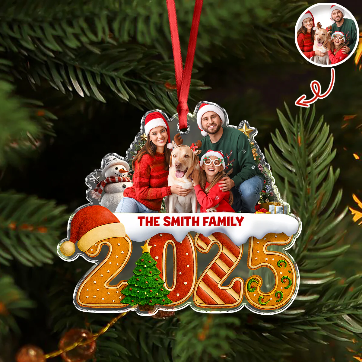 Custom Family Christmas Cake Crew Photo - Personalized Acrylic Ornament CH07 899702 - Image 2